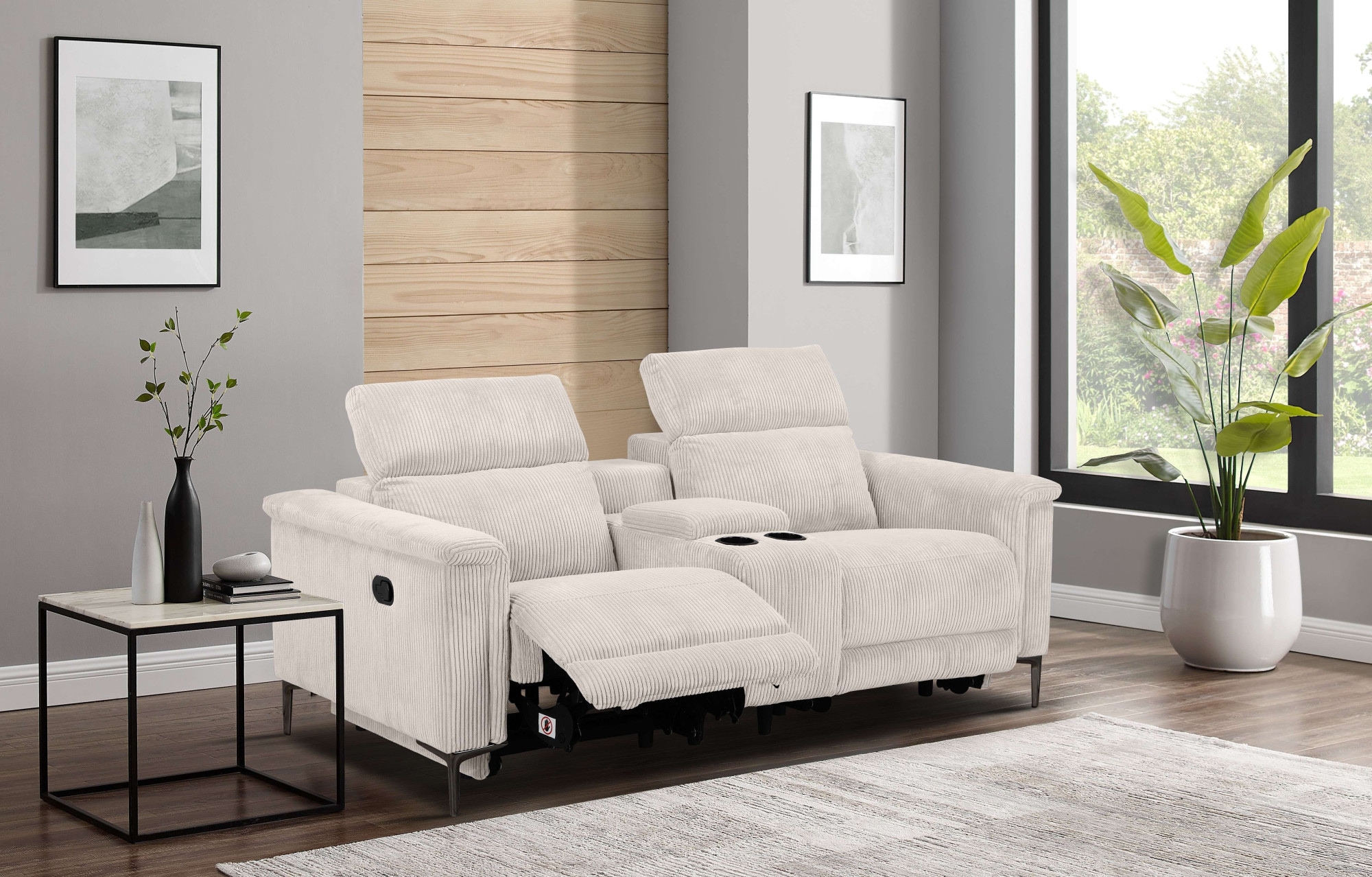 GOODproduct 2-Sitzer »LUND Cord, Relaxfunktion, TV-Sessel, manuell/elektrisch (USB-A)« m. elektrischer o. manueller Relaxfunktion, Getränkehalter u. Staufach