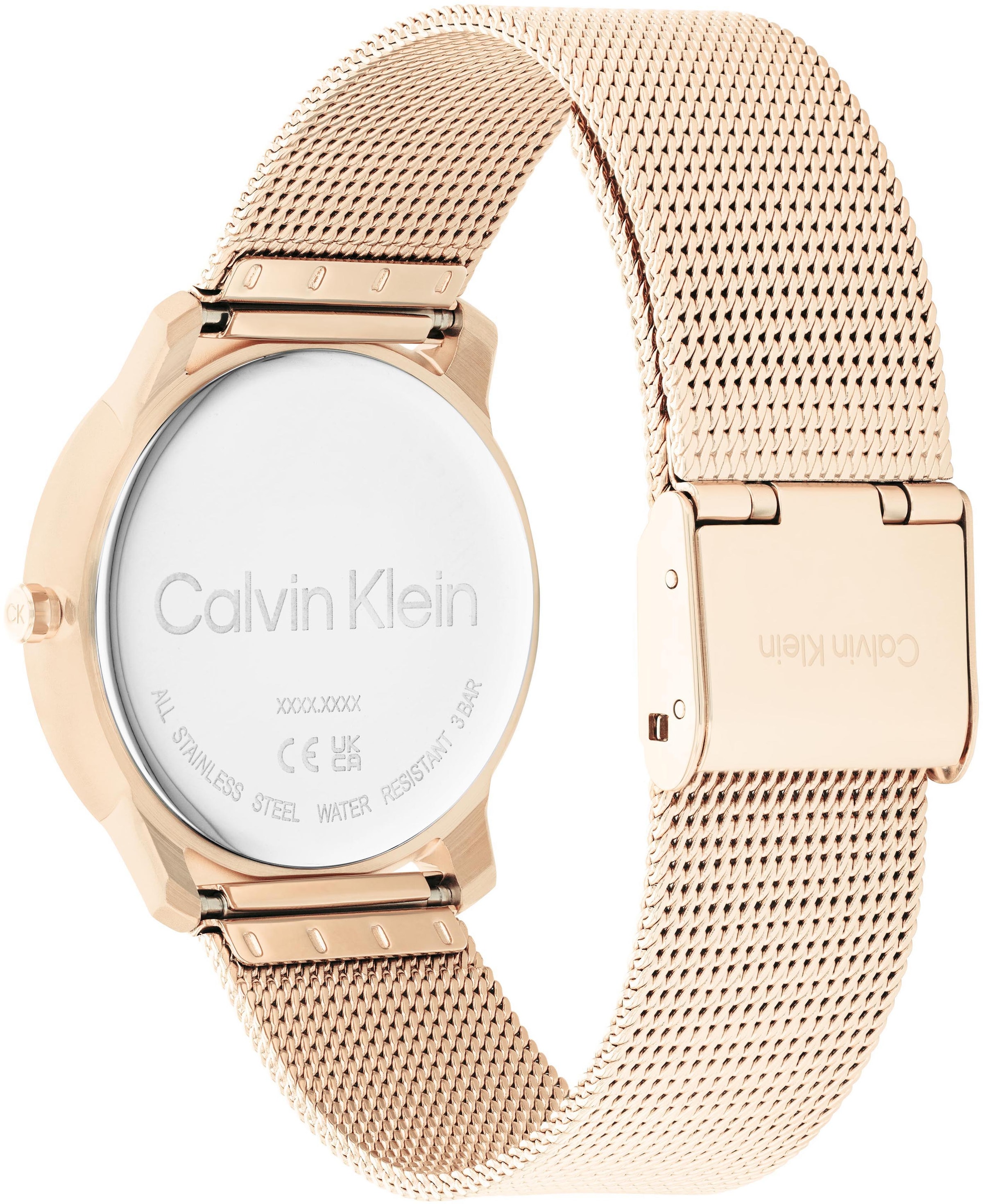 Calvin Klein Quarzuhr »Iconic Mesh 35 mm, 25200035«, Armbanduhr, Damenuhr, Mineralglas, IP-Beschichtung
