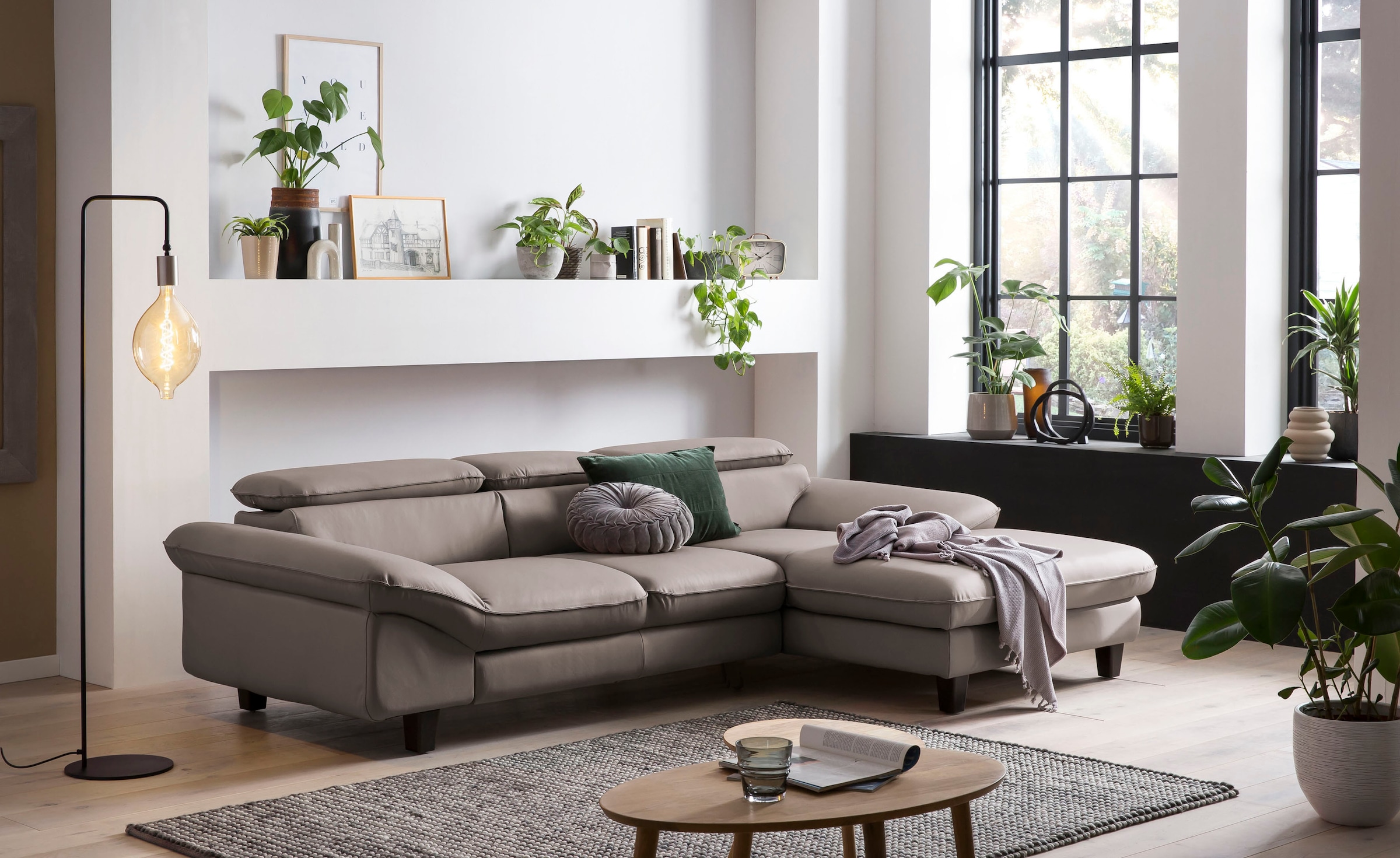 GOODproduct Canapé d'angle »Pilot L-Form« avec réglage de la tête, optionnellement avec fonction couchage & coffre de lit