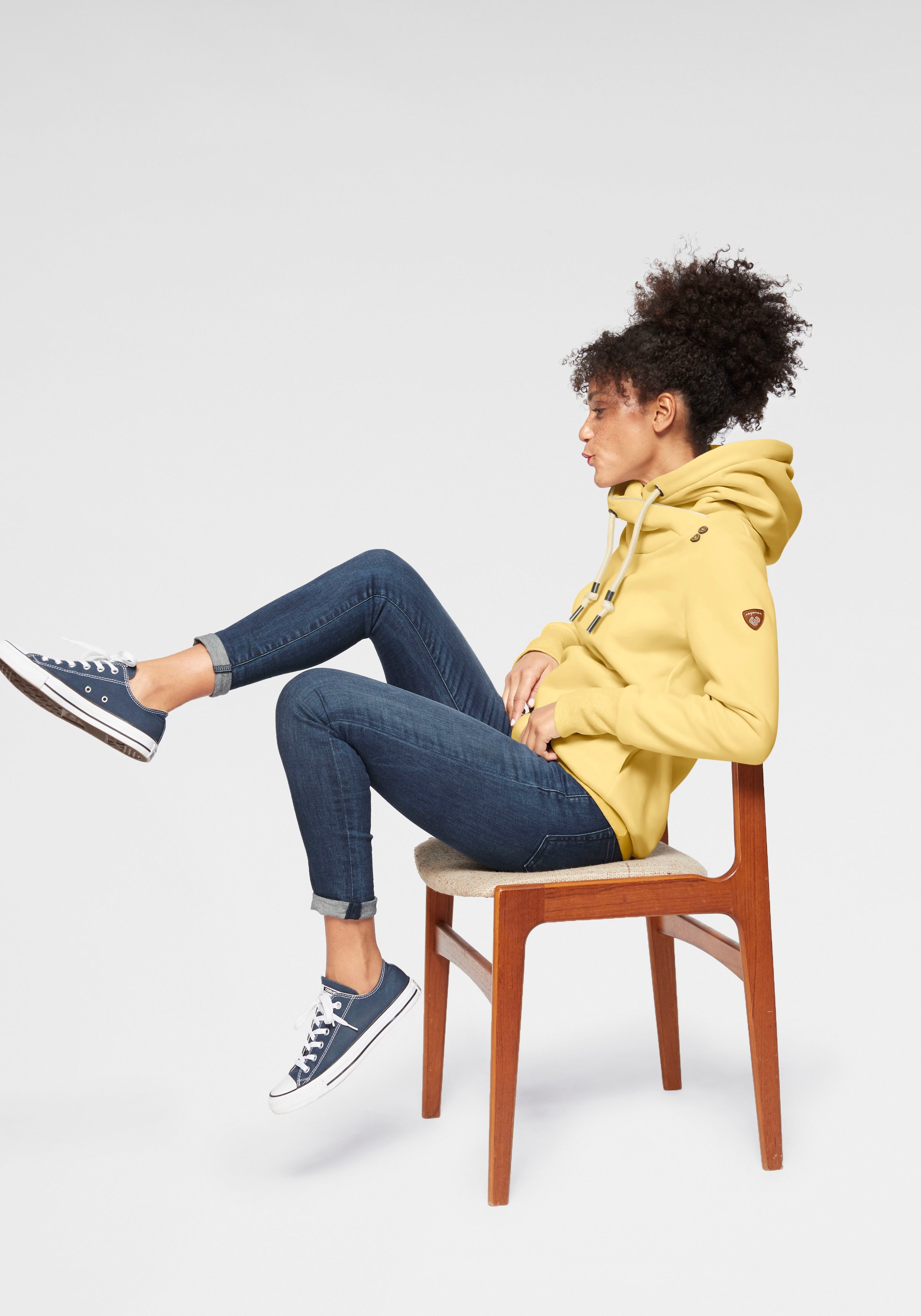 Ragwear Kapuzensweatshirt »GRIPYBUTTON«, Sweater mit rustikalen Kordel-Akzenten