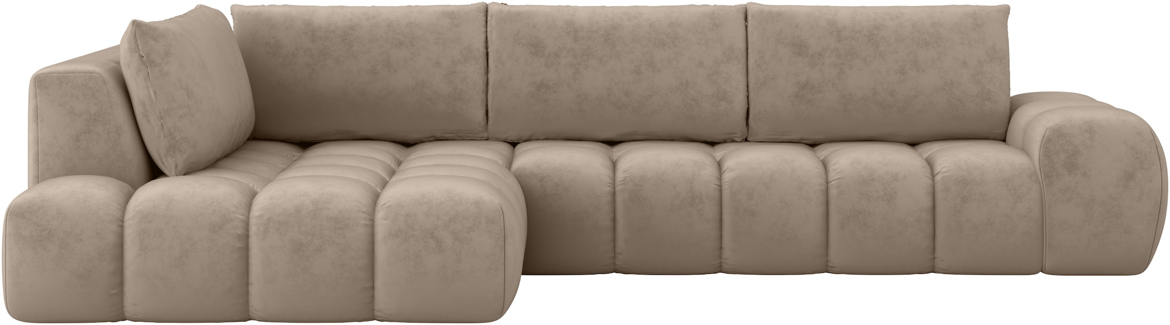 INOSIGN Ecksofa »AZITA Designsofa, elegant und bequem L-Form, Bubble-Optik«, lose Rückenkissen, traumhafte Steppung, Masse B/T/H: 352/210/72 cm