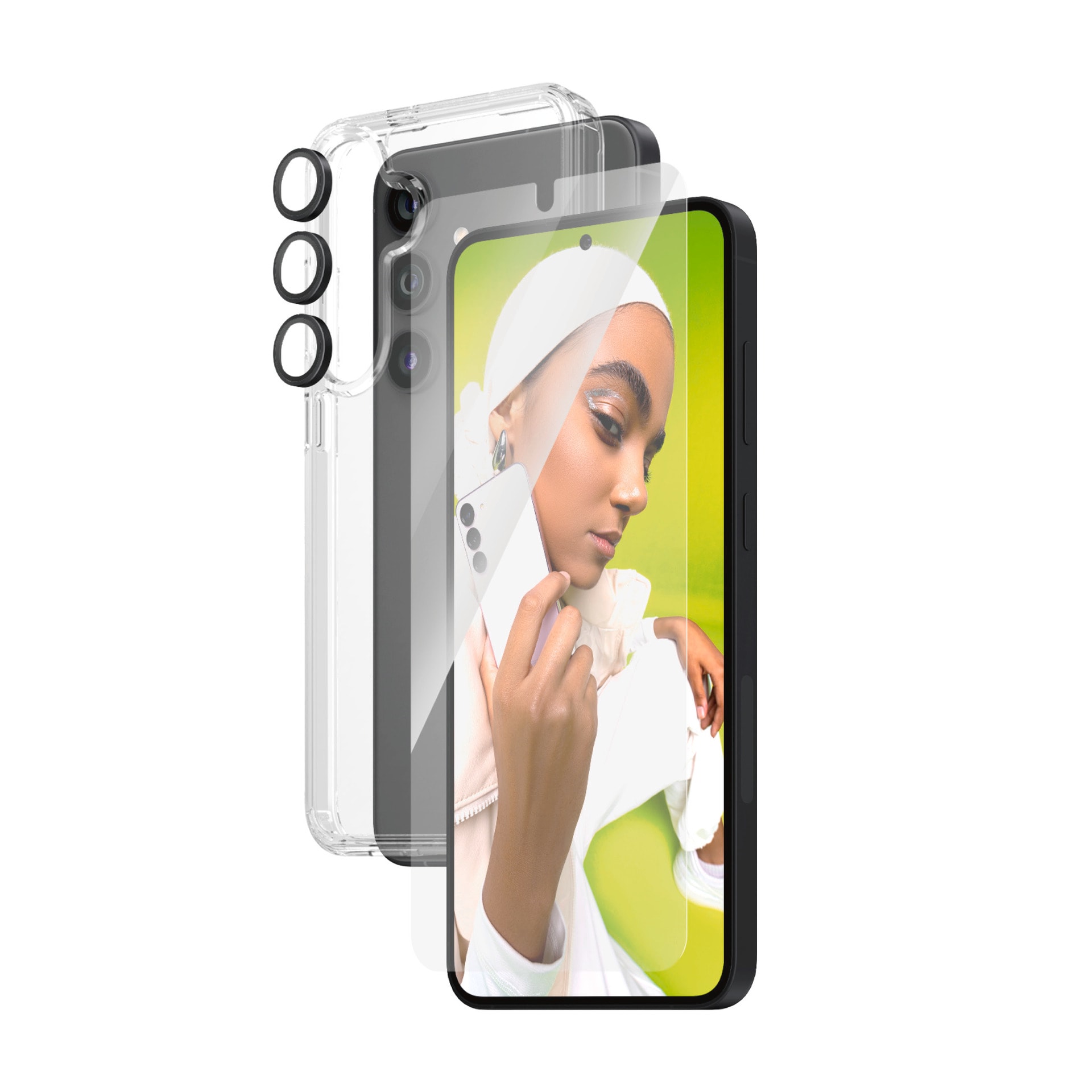 PanzerGlass Displayschutzglas »3-in-1 Bundle Set«, für Samsung Galaxy S24 Plus, (Set, 3 St., Screen Protector, Hardcover, Camera Hoops), Displayschutzfolie, Schutzfolie, Bildschirmschutz, kratz- & stossfest