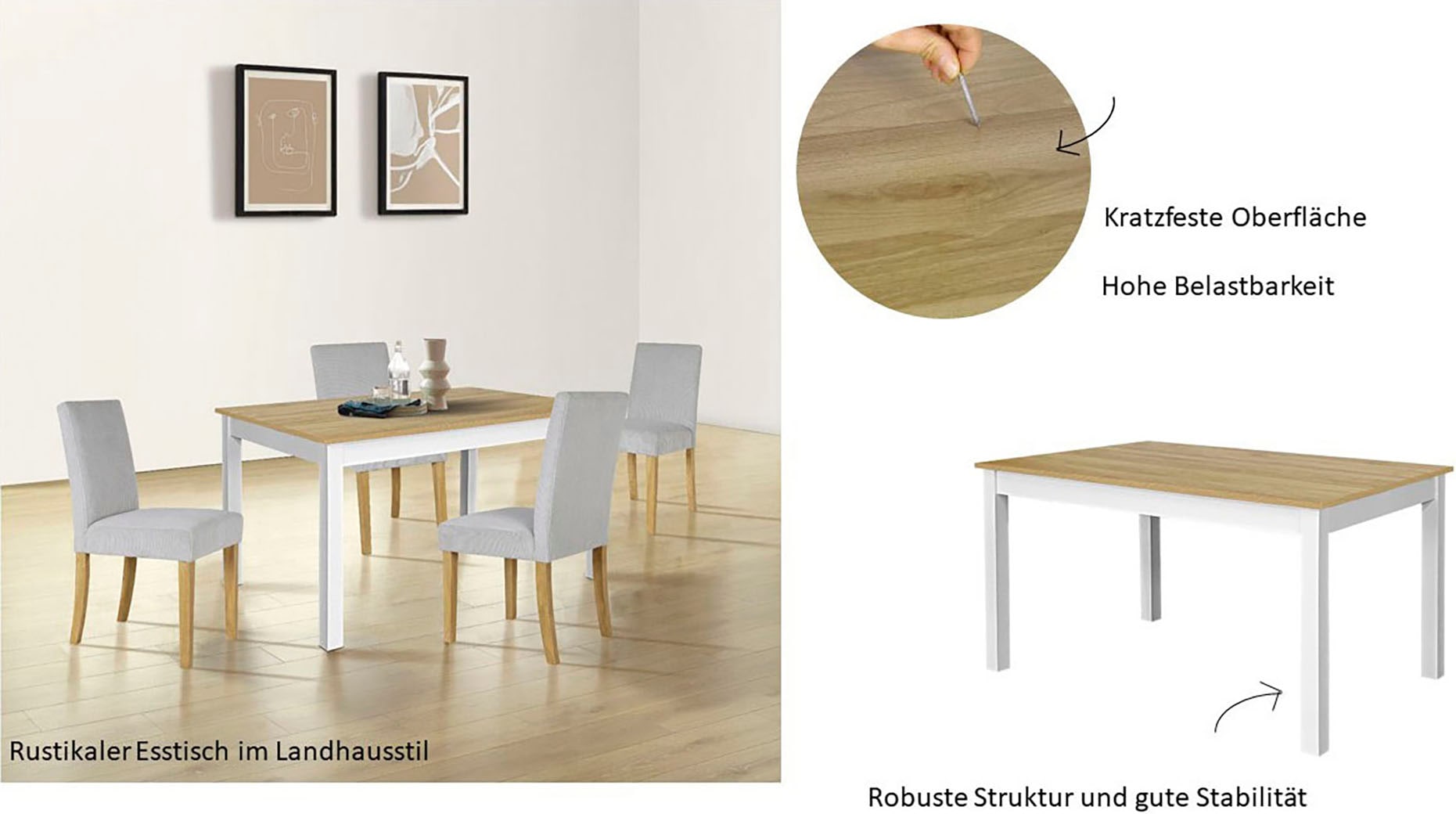 GOODproduct Esstisch »Olst, OTTOs Choice« im Landhaus Stil mit pflegeleichter Oberfläche, verschiedene Grössen