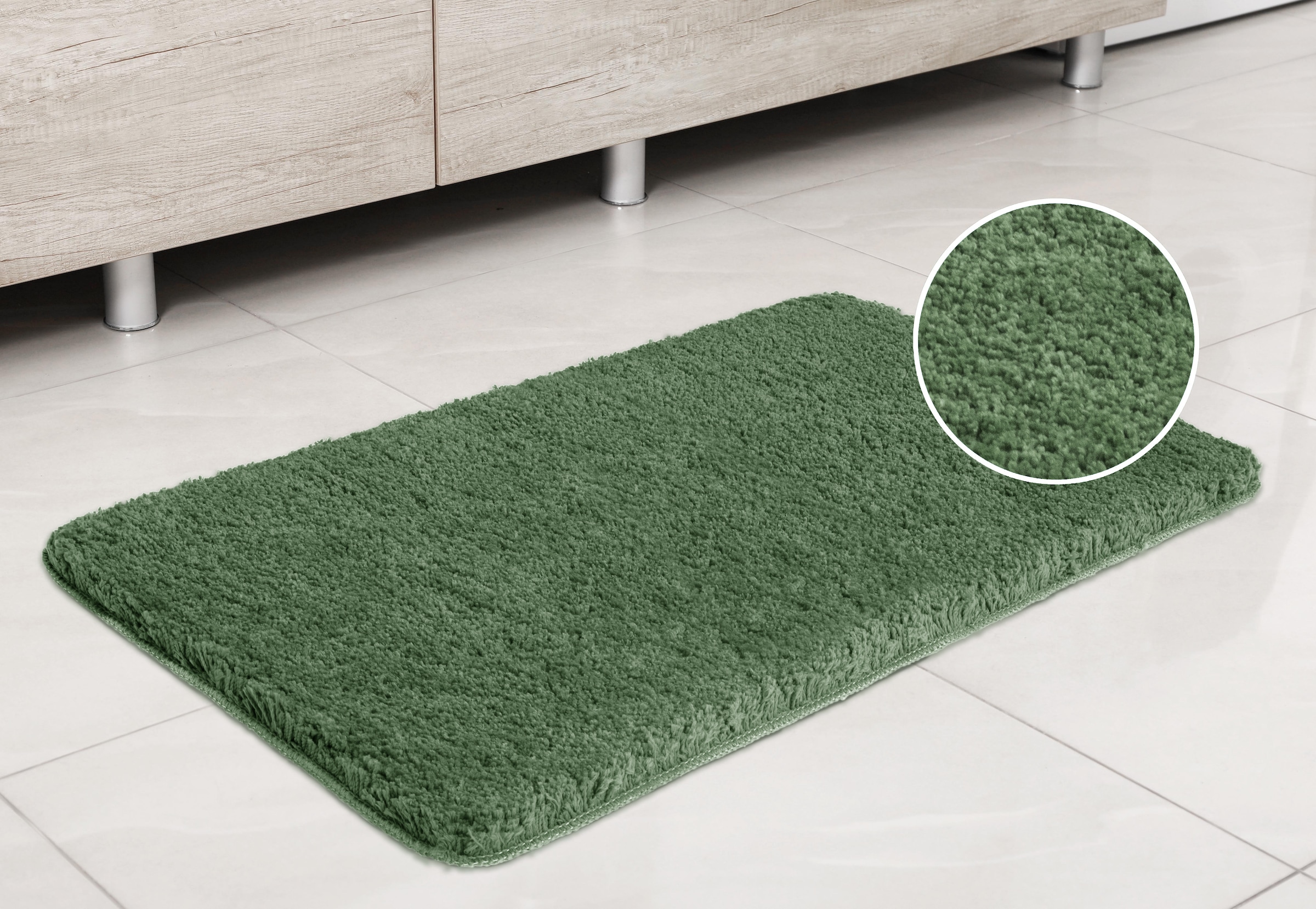my home Badematte »Sanremo, Badvorleger, Badezimmer Teppich, sehr weich«, rutschhemmend beschichtet, fussbodenheizungsgeeignet-schnell trocknend, Badteppich, unifarben, rechteckig, rund & als 3-tlg. Set erhältlich
