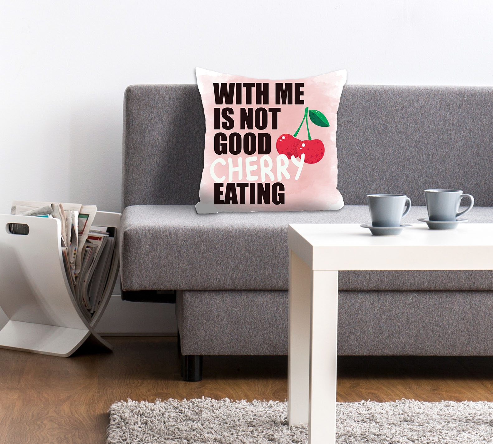 Image of queence Dekokissen "WITH ME IS NOT GOOD CHERRY EATING" Kissenhülle ohne Füllung, 1 Stück