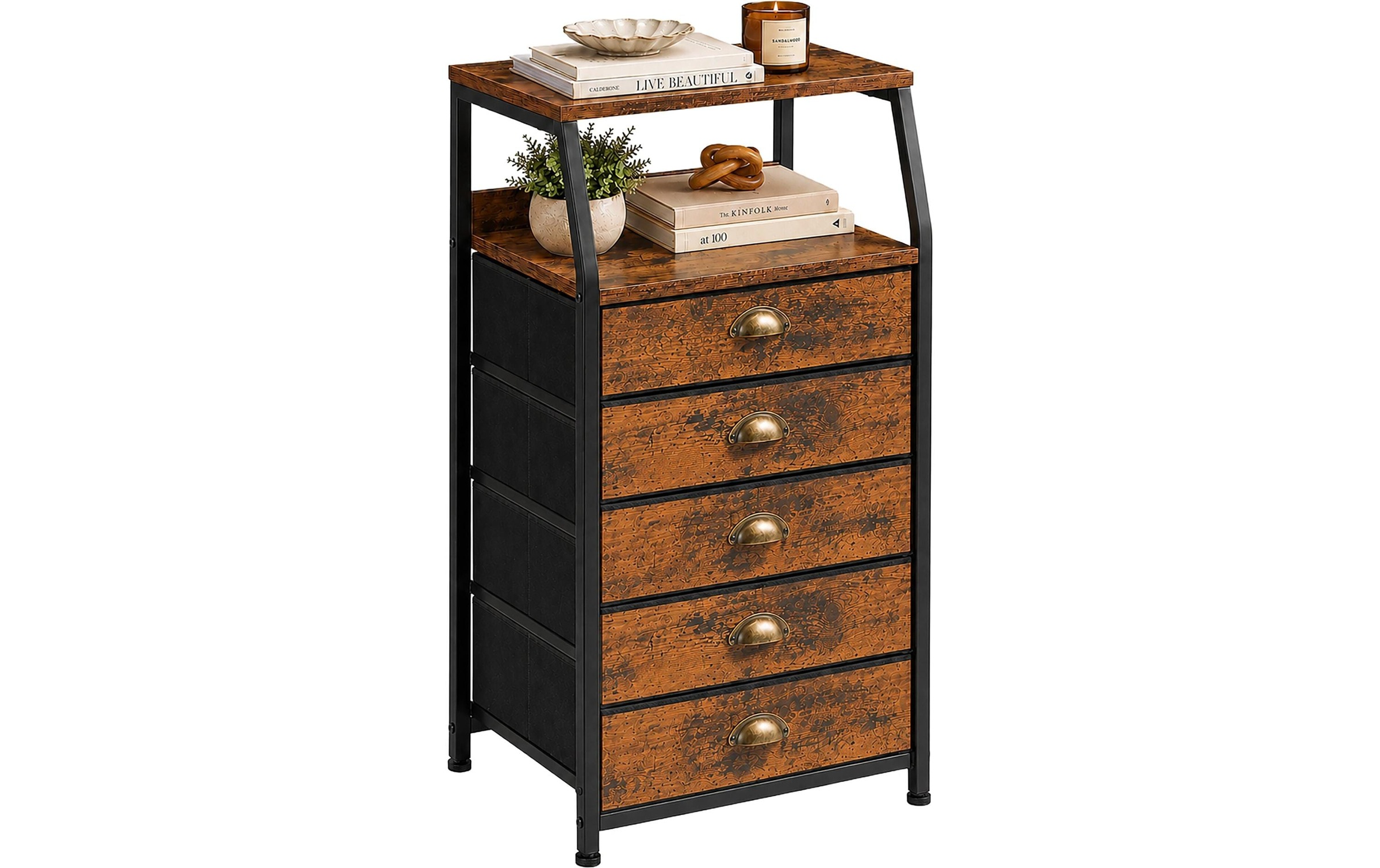 Image of relaxdays Kommode "Kommode 40 x 110 cm, Braun/Gold/Schwarz"