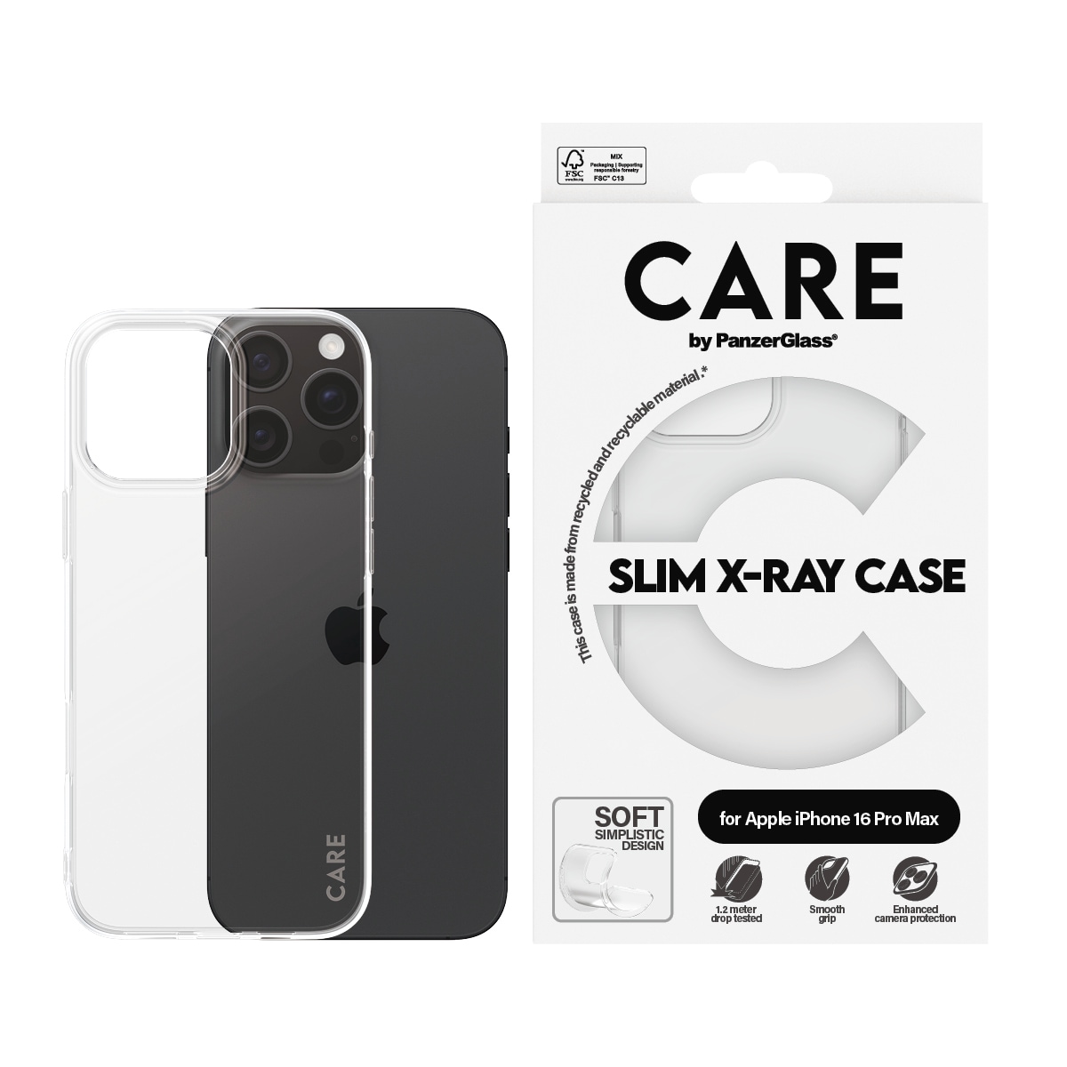 CARE by PanzerGlass Handyhülle "Case Fashion X-Ray Soft Basic Apple iPhone 16 Pro Max" Backcover, Schutzhülle, Handyschutzhülle, Case, Schutzcase, stossfest