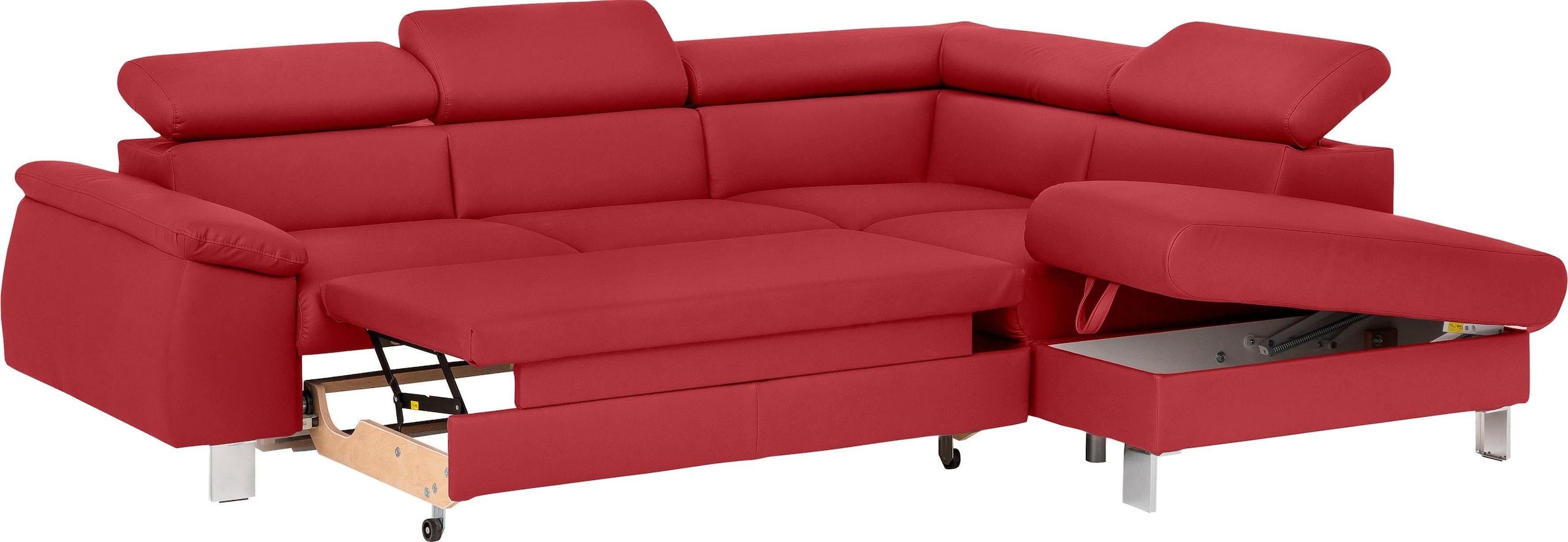 COTTA Polstergarnitur »Komaris L-Form«, (Set), Set bestehend aus: Ecksofa mit Kopfteilverstellung & Hocker