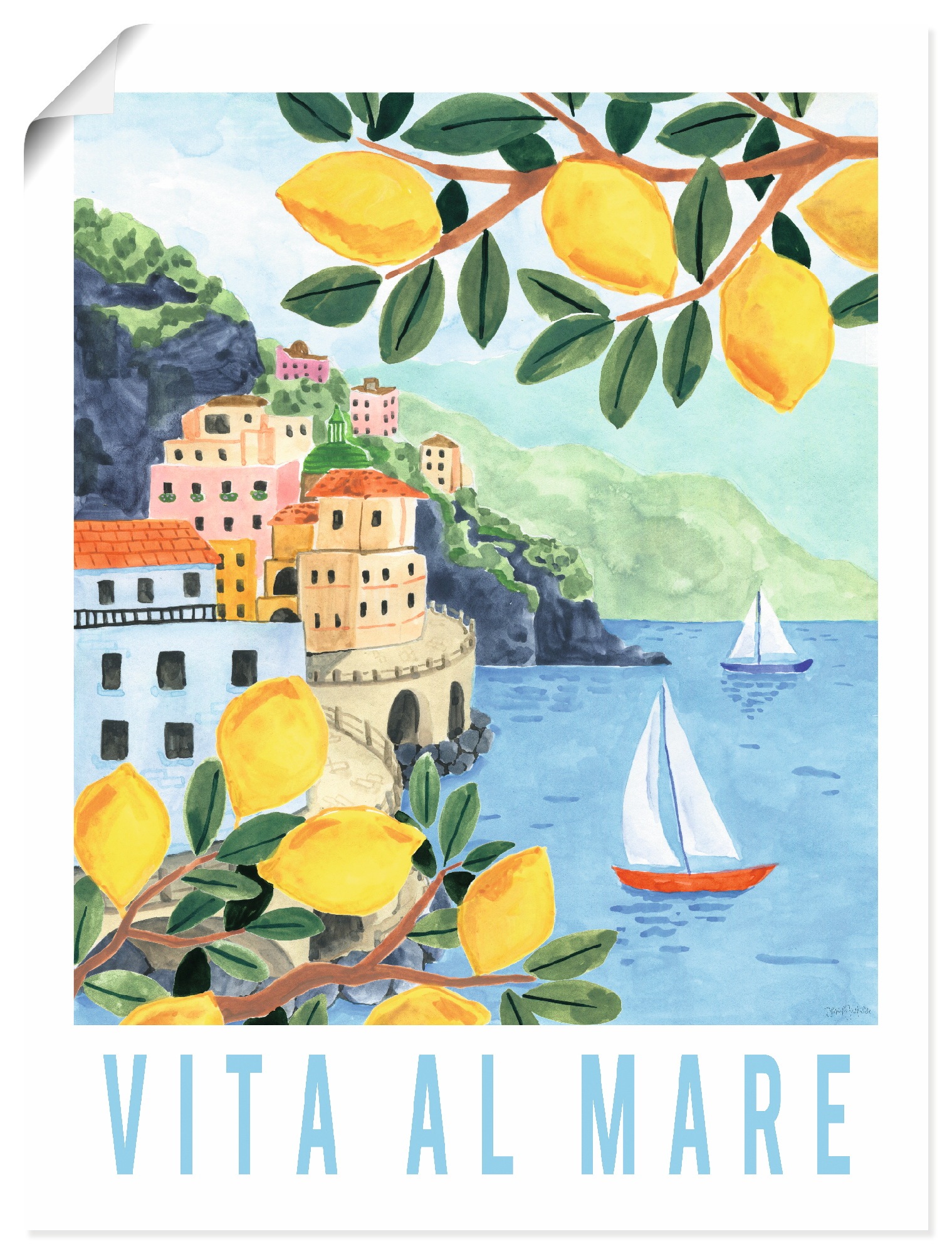 Image of Artland Wandbild "Mediterranean View II" Meer Bilder 1 Stk. tlg. als Alubild, Leinwandbild, Poster, Wandaufkleber in verschied. Grössen