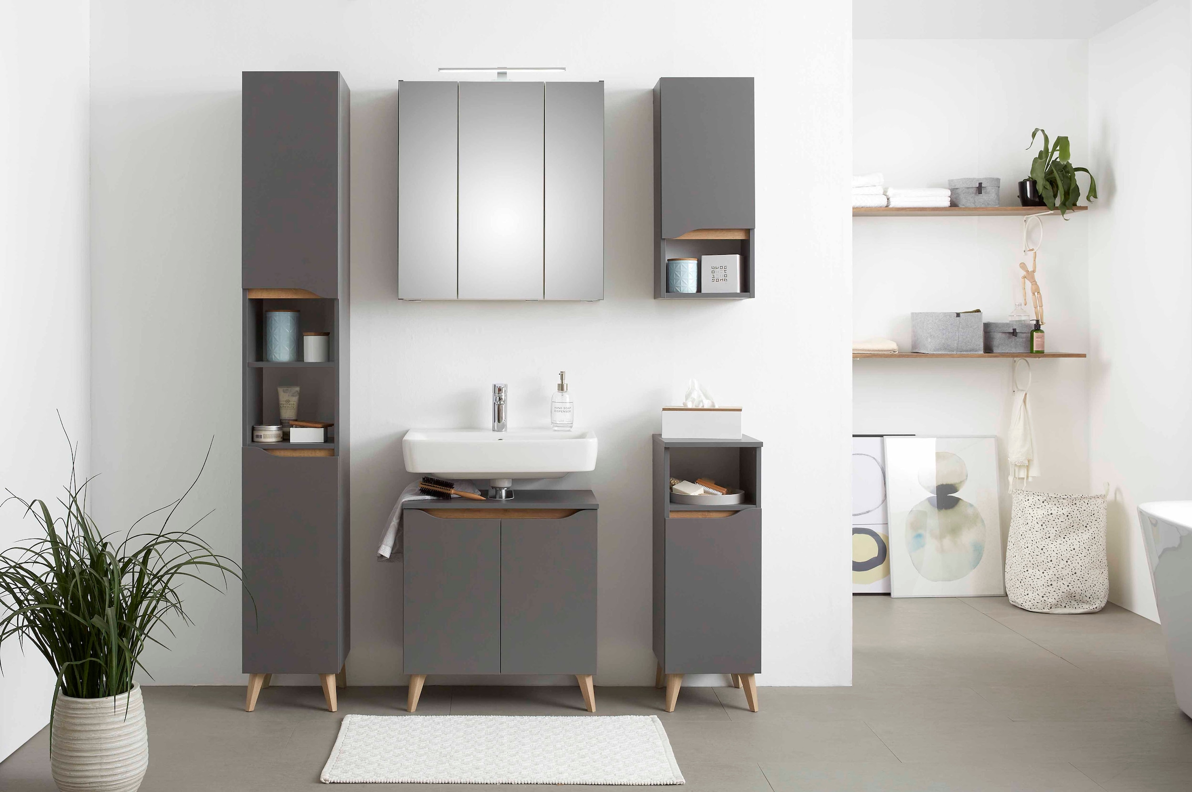 Saphir Armoire sous lavabo »Quickset Unterbeckenschrank, 60 cm breit, 2 Türen« meuble sous-lavabo avec découpe siphon, sans lavabo, sans poignées