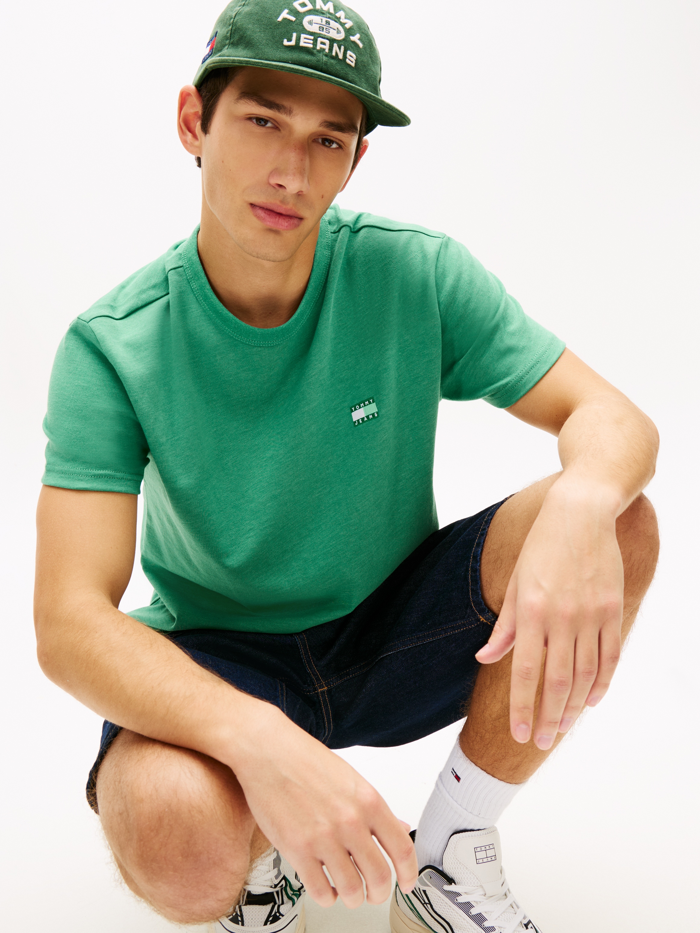 Tommy Jeans T-Shirt »TJM REG BADGE« Rundhals, Jersey, meliert, regular fit