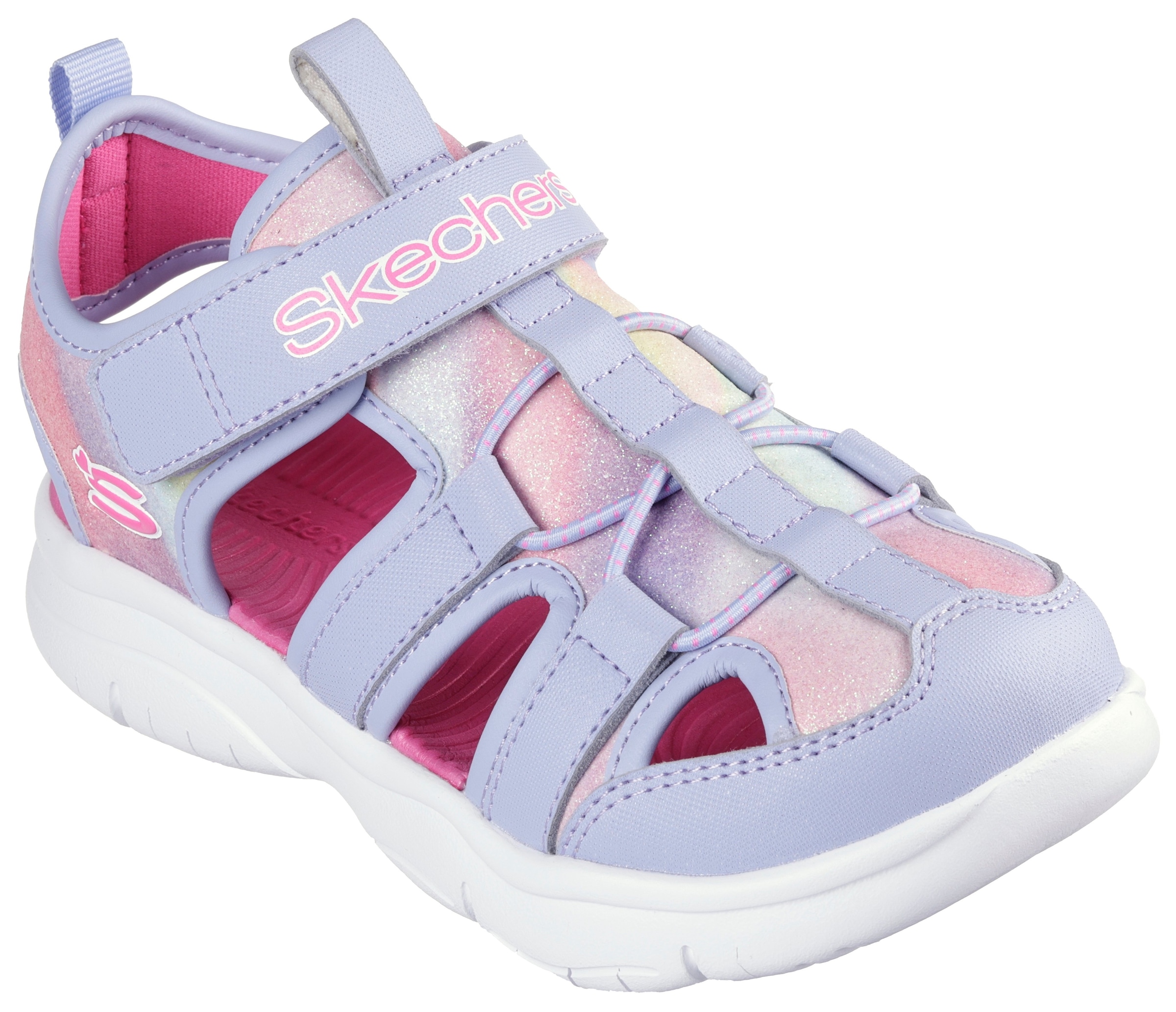 Image of Skechers Sandale "FLEX SPLASH DAYLIGHT SHIMMER" Klettschuh mit Glitzer, Grössenschablone zum Download
