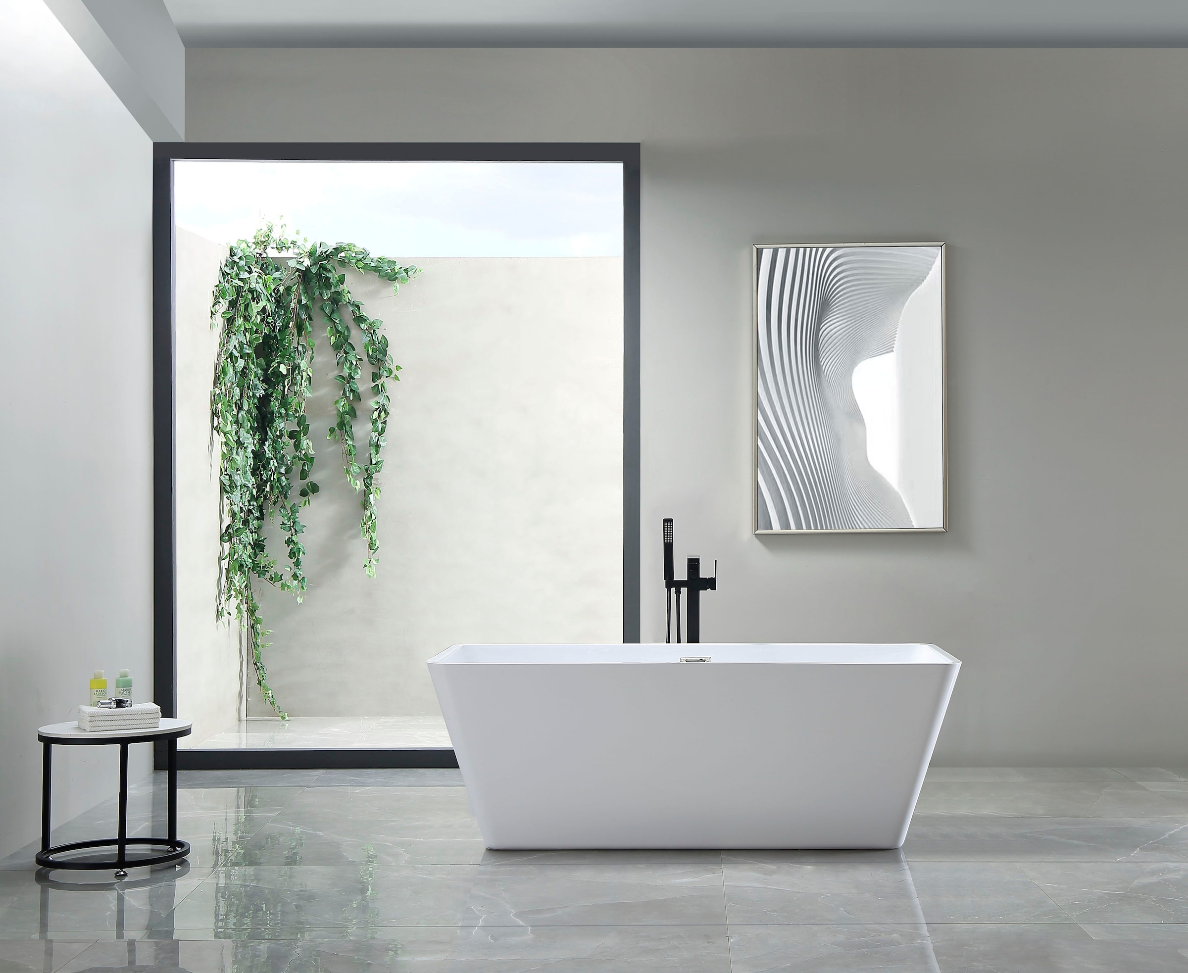 GOODproduct Badewanne »Sagres« Höhe 60 cm mit Ablaufstöpsel | verstellbare Füsse | Überlauf Freistehend, 170x74x60 (LxBxH), Sanitäracryl, mit Pop Up Ventil