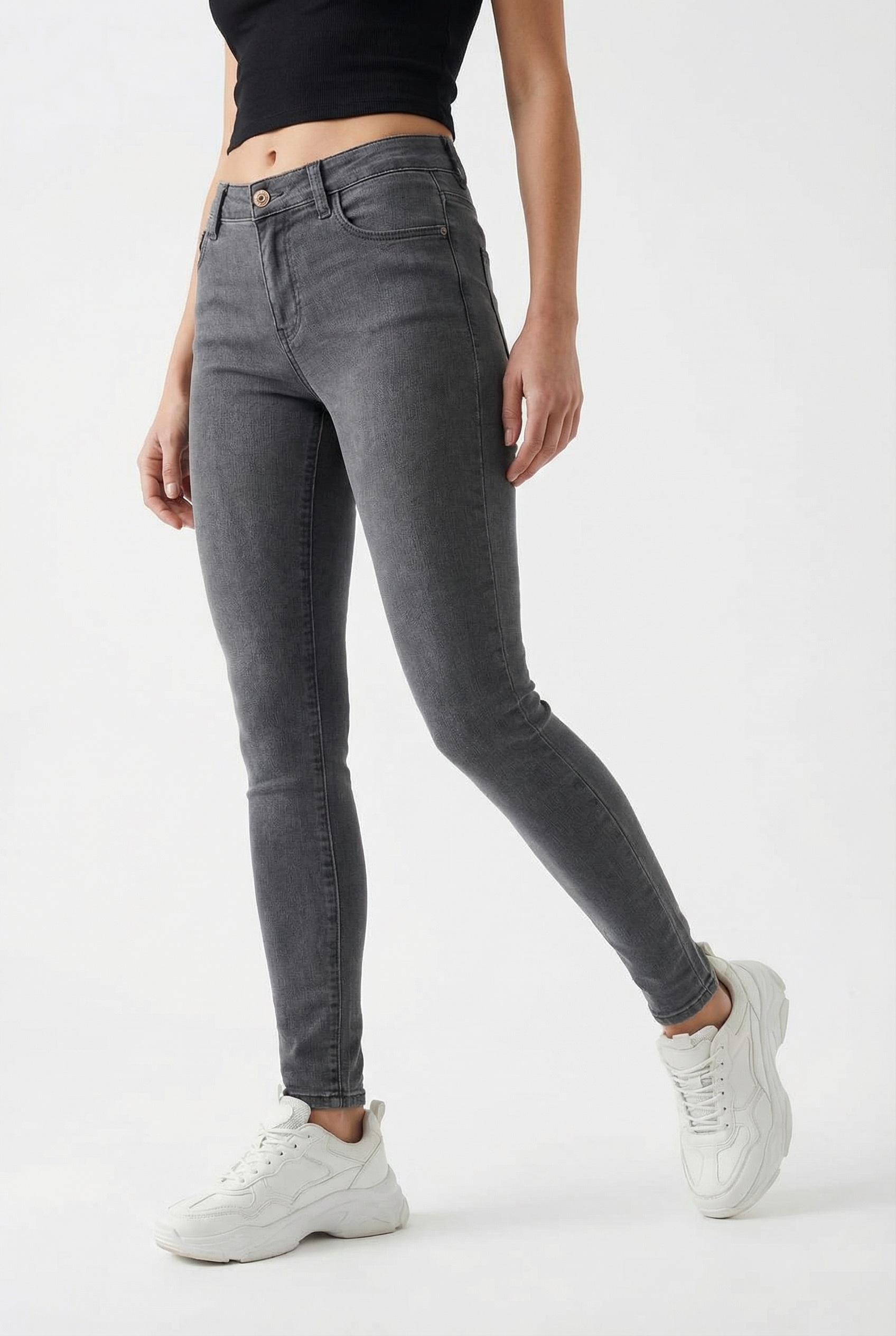 Image of ONLY Skinny-fit-Jeans "ONLRAIN REG SKINNY JEANS DNM CRYOD655" Materialmix, regular fit