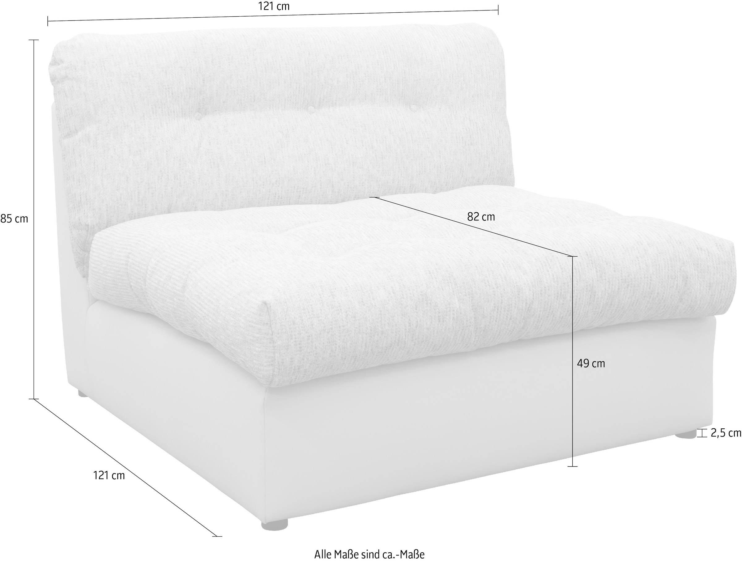 DOMO collection Élément de canapé »Caleo, 121 cm breit, modular, grosszügige Polsterung, Federkern« erweiterbar mit weiterem Sofaelement, Einzelsofa und Eckelement