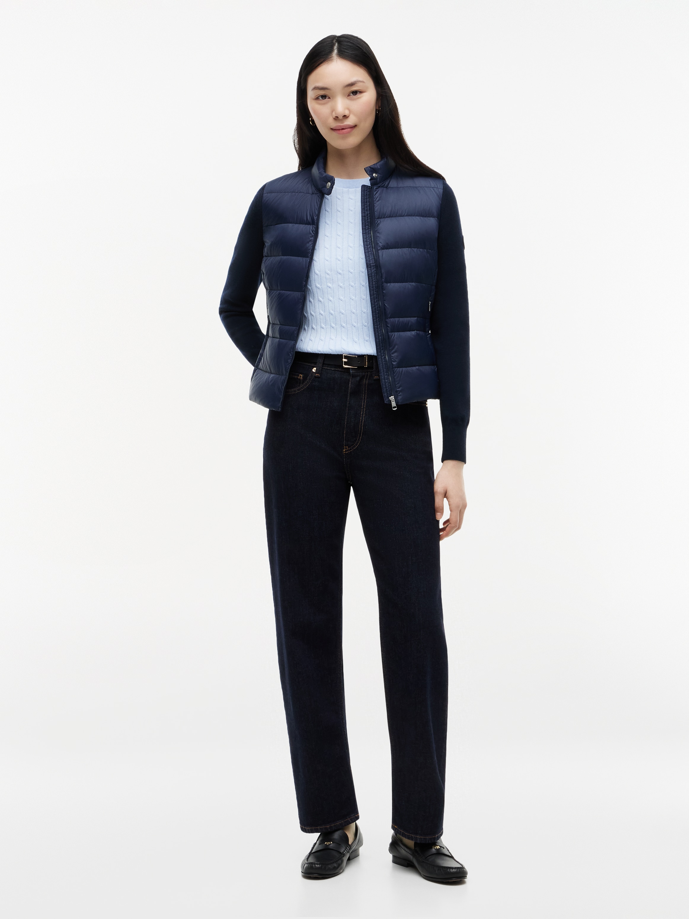 Tommy Hilfiger Daunenjacke »LW DOWN KNIT MIX JACKET« ohne Kapuze Stehkragen, Materialmix mit Steppqualität