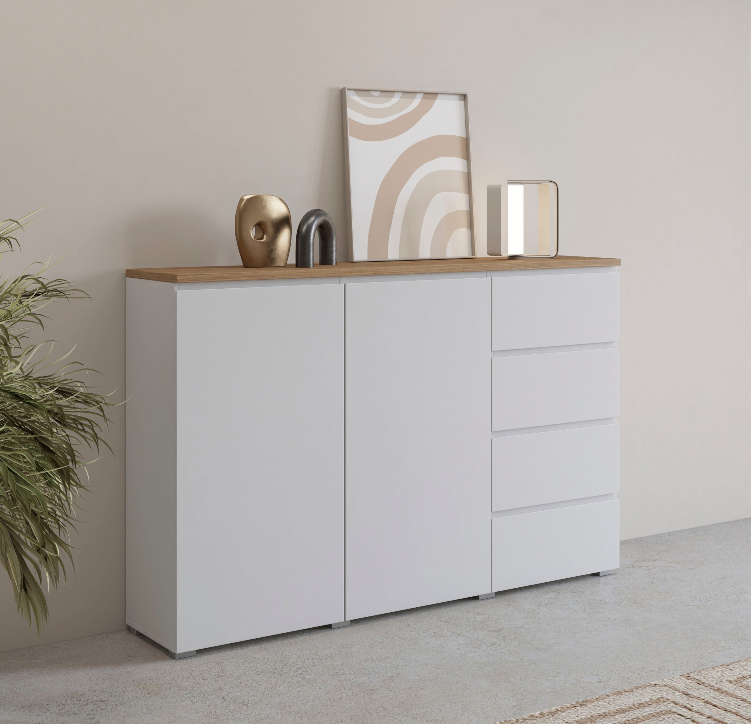 Image of GOODproduct Highboard "Modo, Breite 150 cm, moderne grifflose Kommode 2Türen/4 SK" Schubladenkommode mit viel Stauraum, Einlegeböden verstellbar