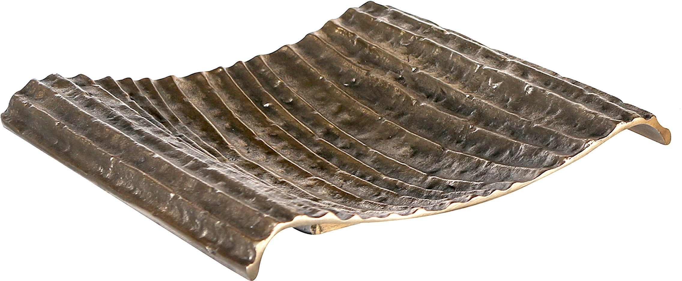 Image of GILDE Dekoschale »Schale Novum, eckig, antik goldfarben«, (1 St.), aus Metall, mit Wellenstruktur, flach, Höhe 5 cm, in 2 Grössen erhältlich, dekorativ im Esszimmer & Wohnzimmer bei Ackermann Versand Schweiz