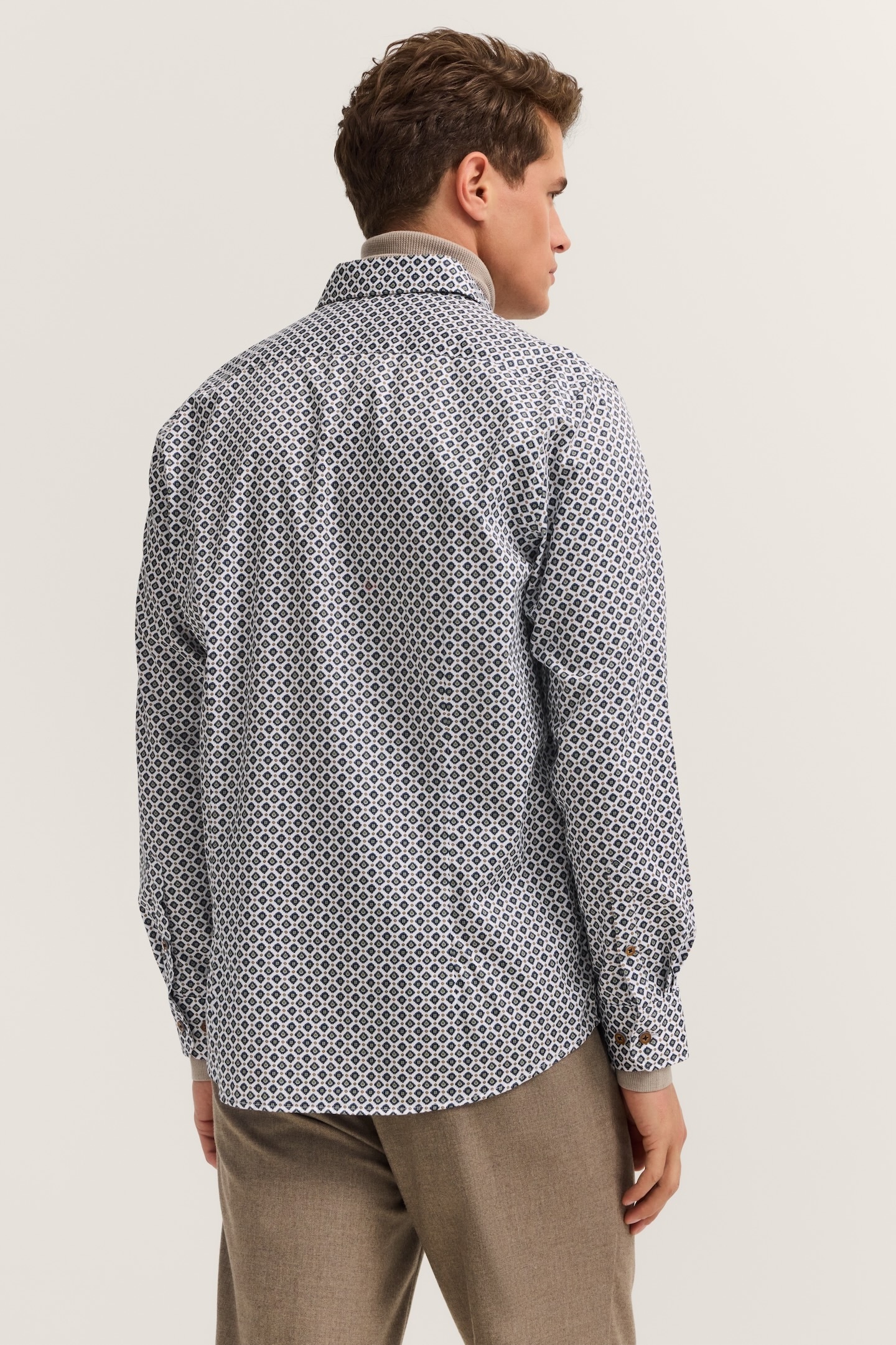 bugatti Chemise à manches longues »Modern Fit« mit Rauten-Muster und Easy-Care Funktion