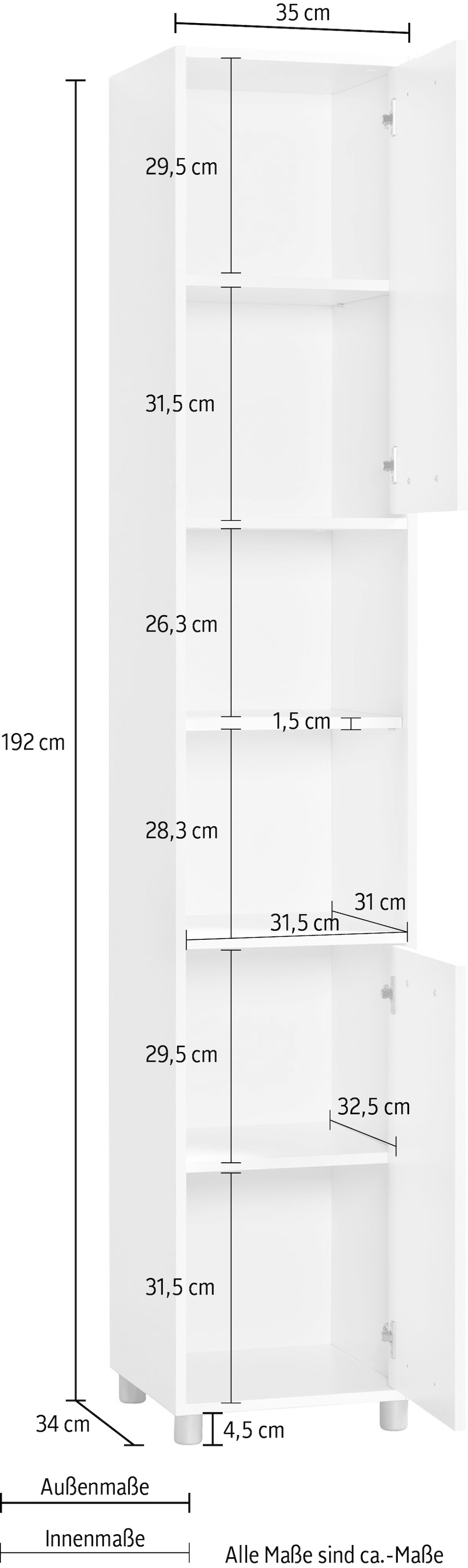 Procontour Armoire haute »Betty« Largeur 35 cm avec 6 compartiments