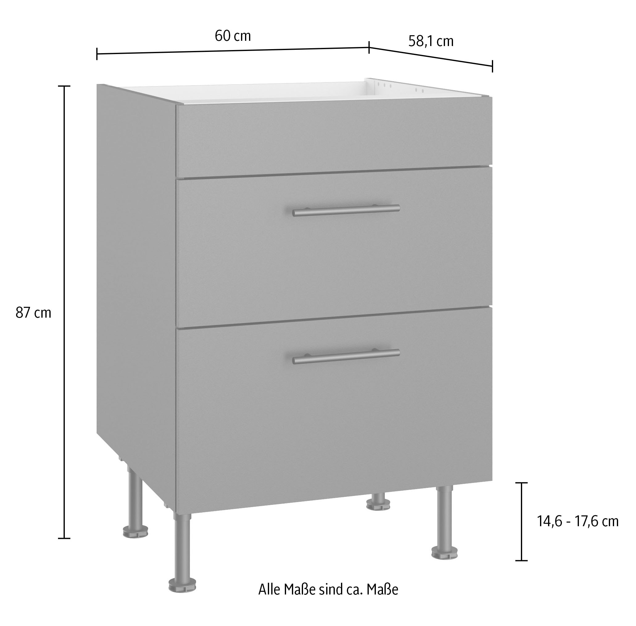 OPTIFIT Armoire d'encastrement pour table de cuisson »Fiona« Breite 60 cm, mit 2 Auszügen und höhenverstellbaren Stellfüssen