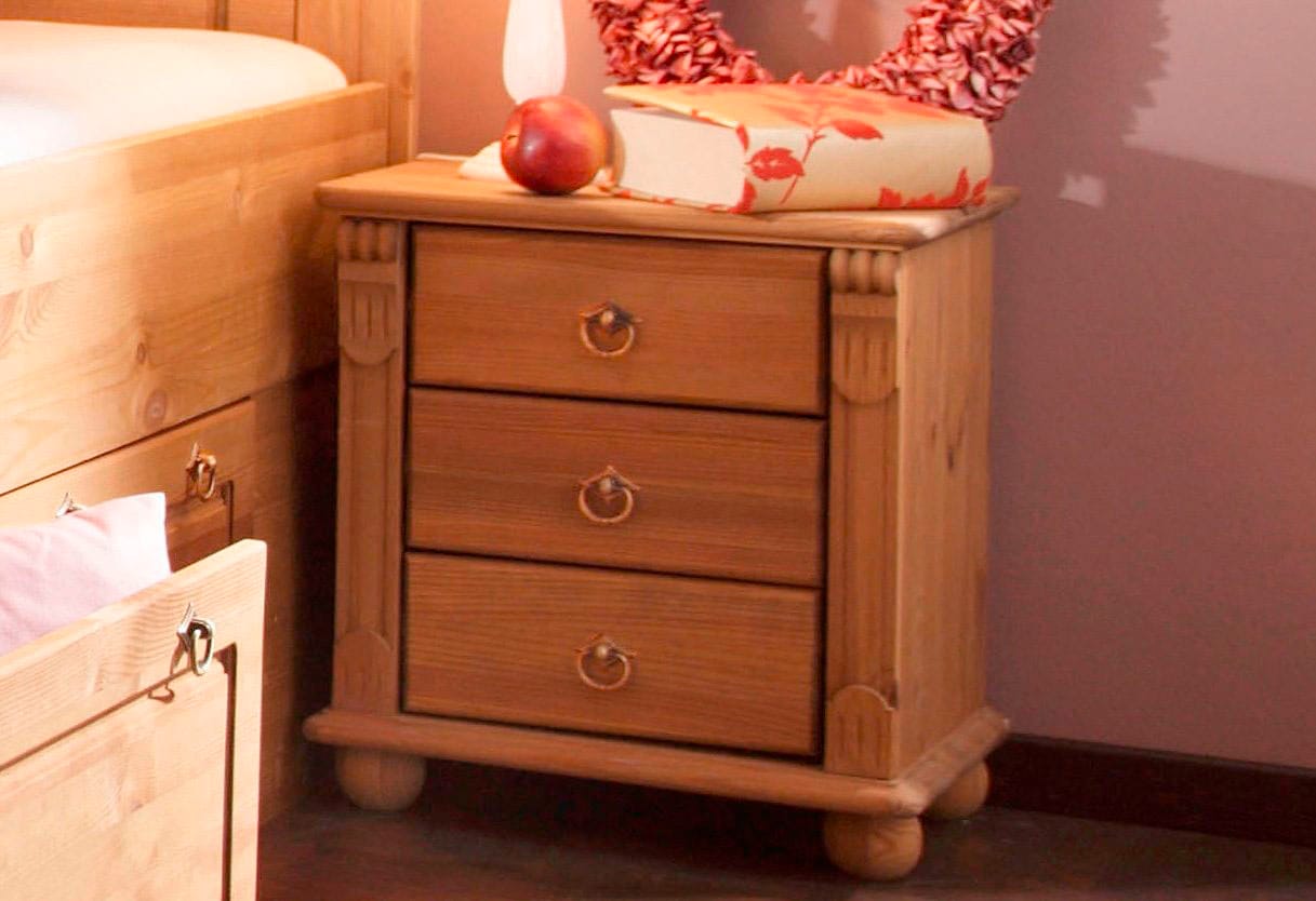 GOODproduct Nachtkommode »Tessin« aus massiver FSC®-zertifizierter Kiefer, mit 3 Schubladen