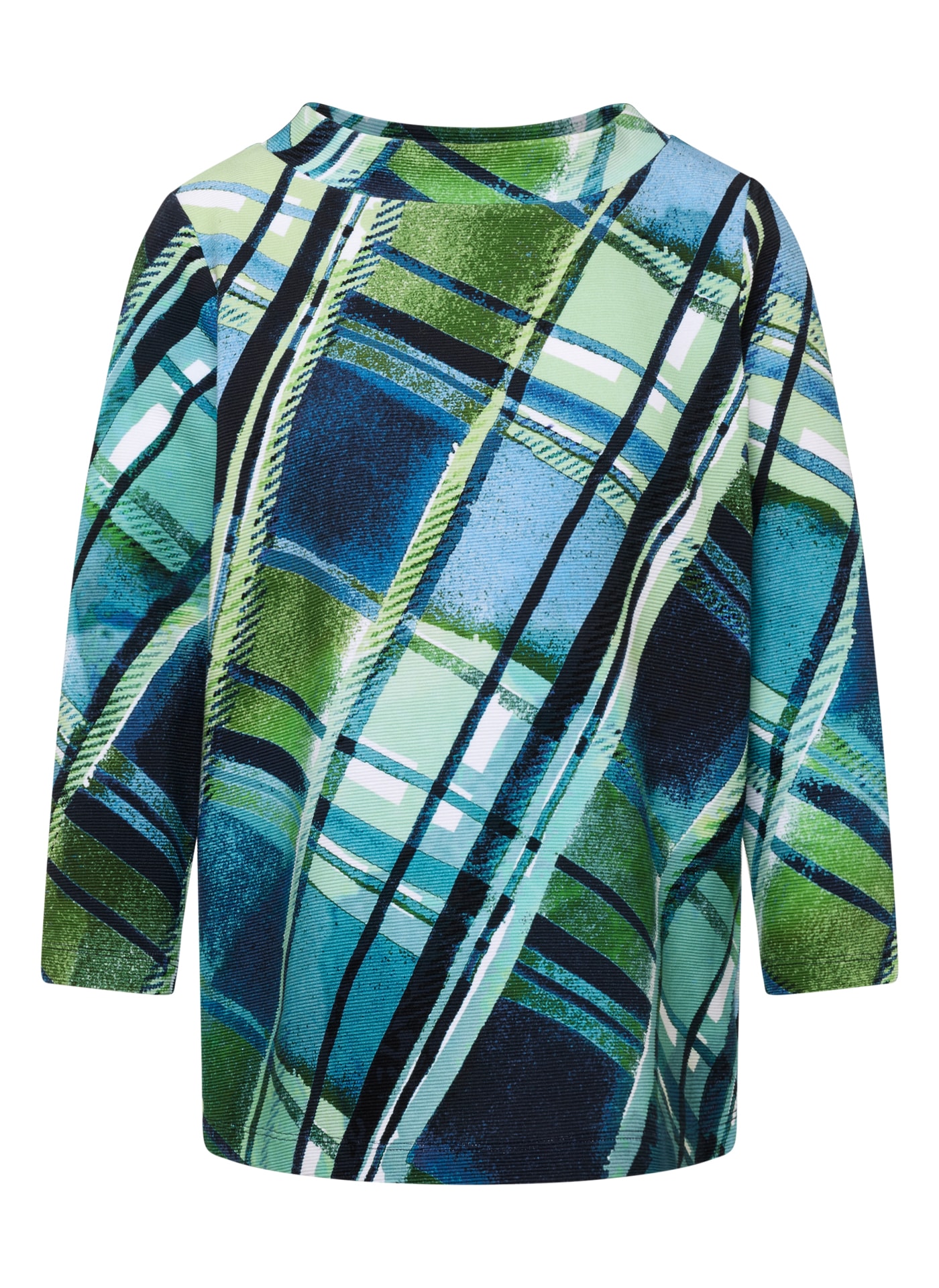 Rabe T-shirt à manches 3/4 mit grafischem Muster und Stehkragen