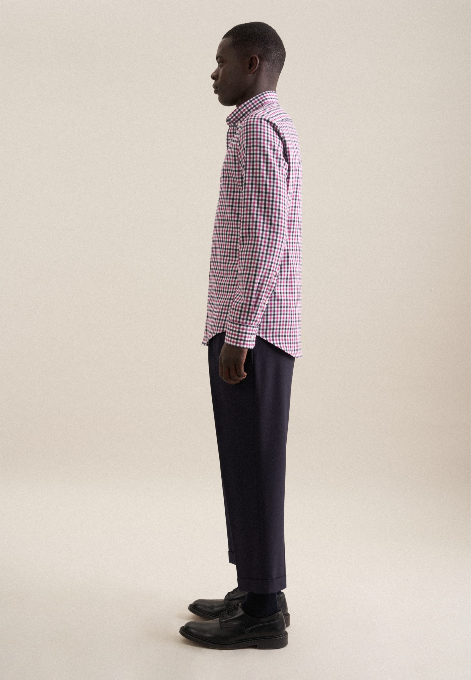 seidensticker Flanellhemd »Slim« Slim 1/1 Button-Down-Kragen Karo