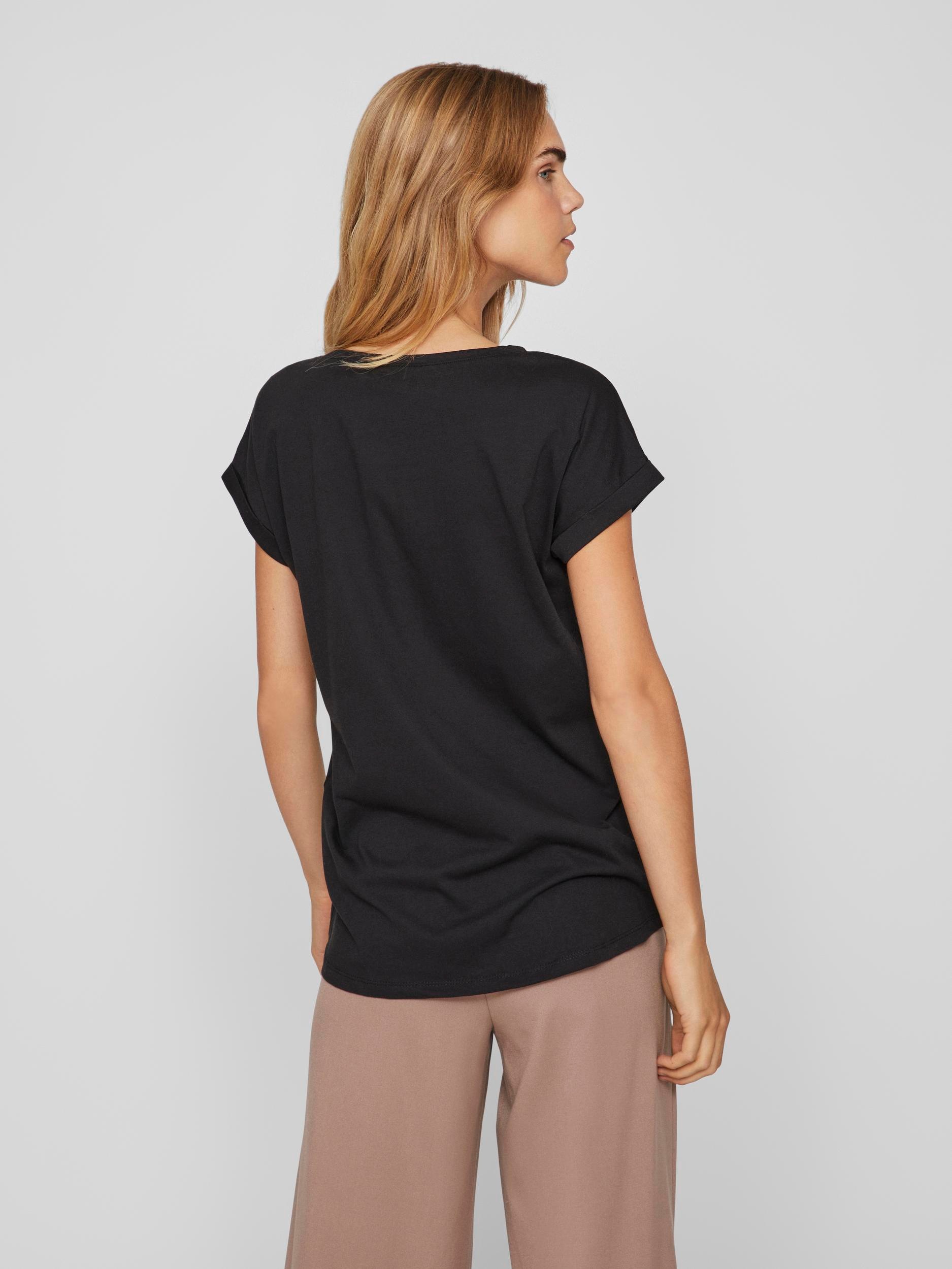 Vila Rundhalsshirt »VIDREAMERS NEW PURE T-SHIRT/SU-NOOS«, Basic Damen-T-Shirt mit Rundhalsausschnitt und umgeschlagenen Ärmeln