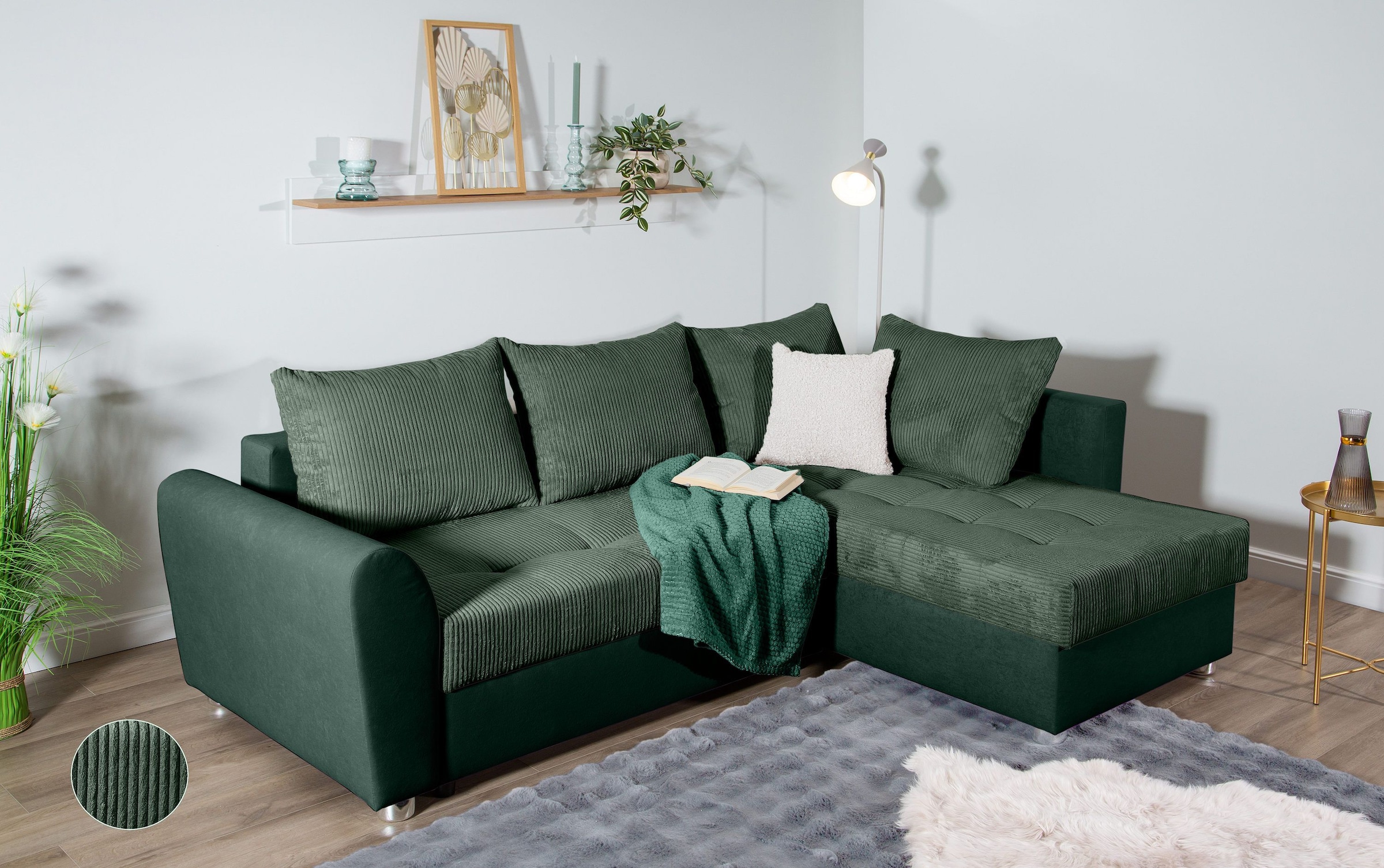 COLLECTION AB Ecksofa »Jana L-Form«, inkl. Bettfunktion,Bettkasten und Bonnelfederkern