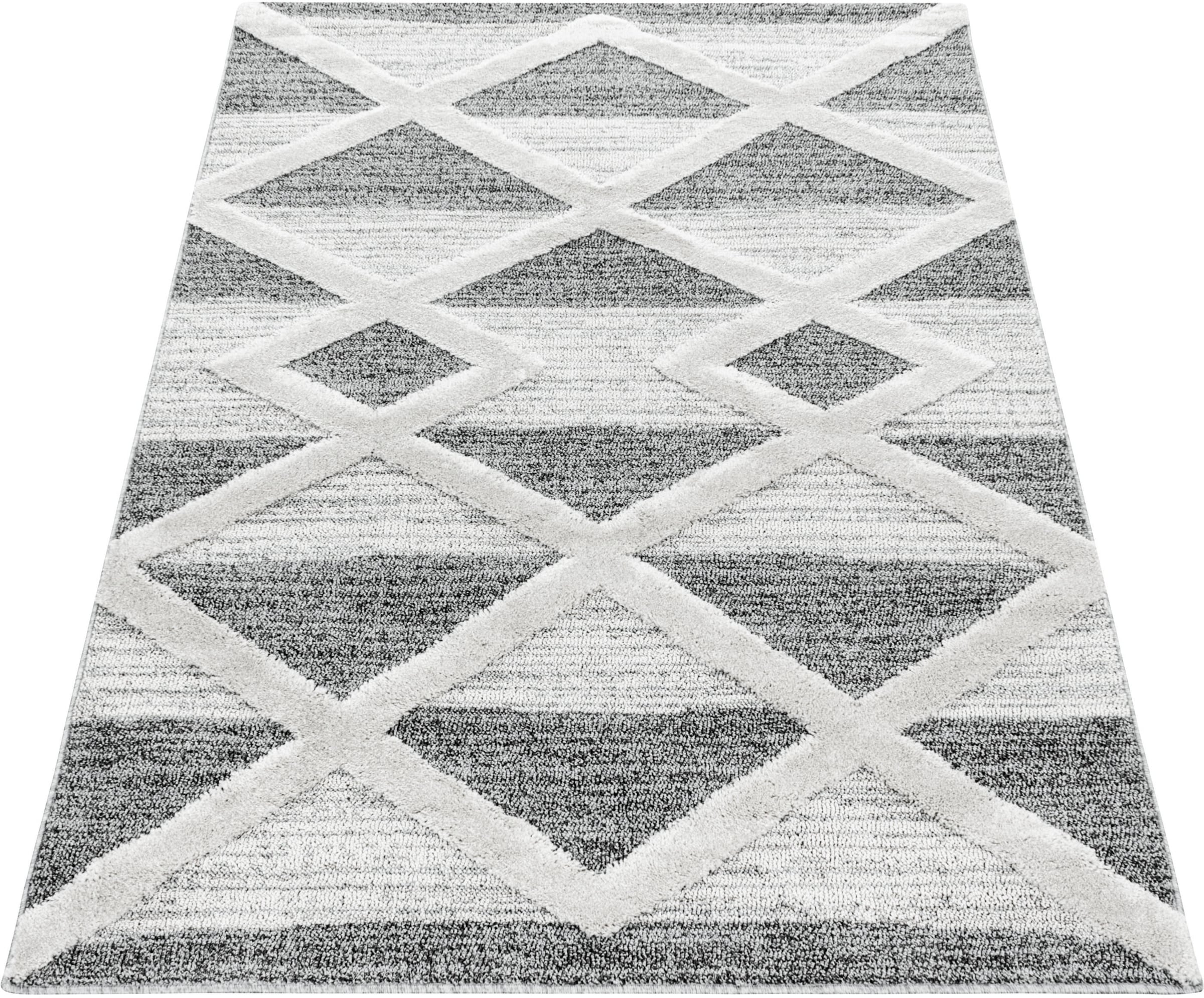 Ayyildiz Teppiche Teppich »PISA 4709«, rechteckig, 20 mm Höhe, Läufer, auch rund, Hoch Tief Struktur, Wohnzimmer, Schlafzimmer