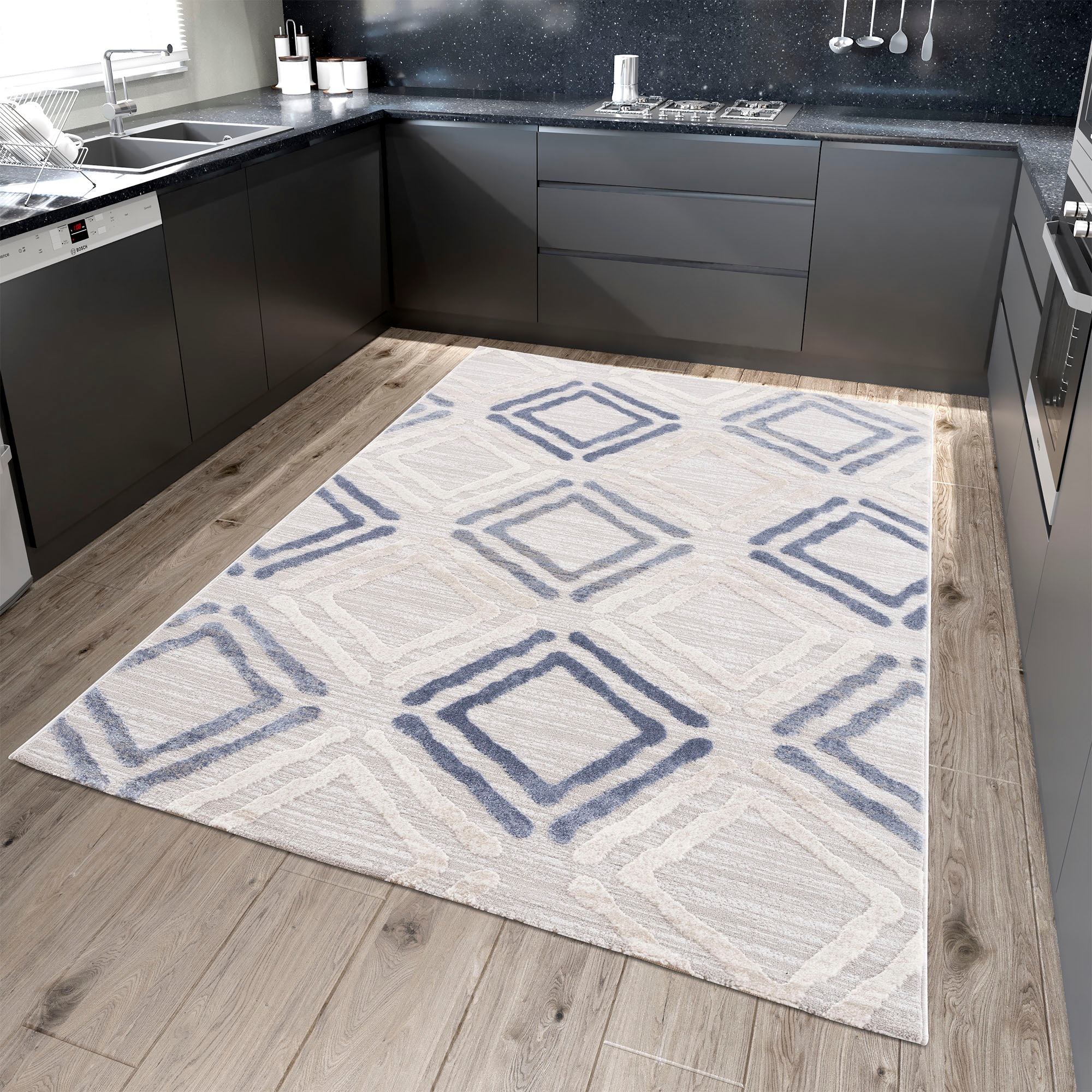 Sanat Teppich »Evra 7006« rechteckig 22 mm Höhe Wohnzimmer, Kurzflor, modern, Läufer