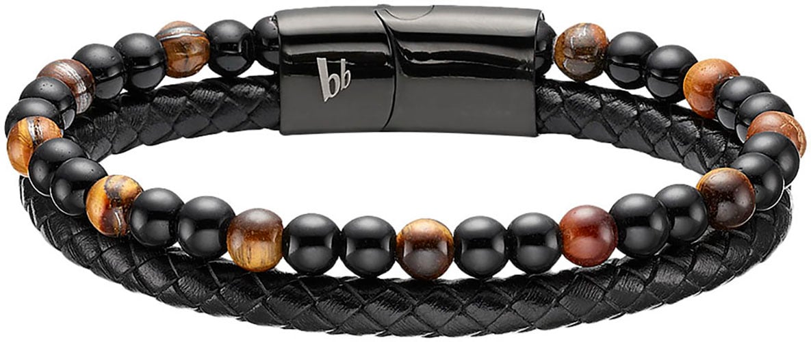 Bruno Banani Lederarmband "Schmuck" mit Tigerauge (synth.)
