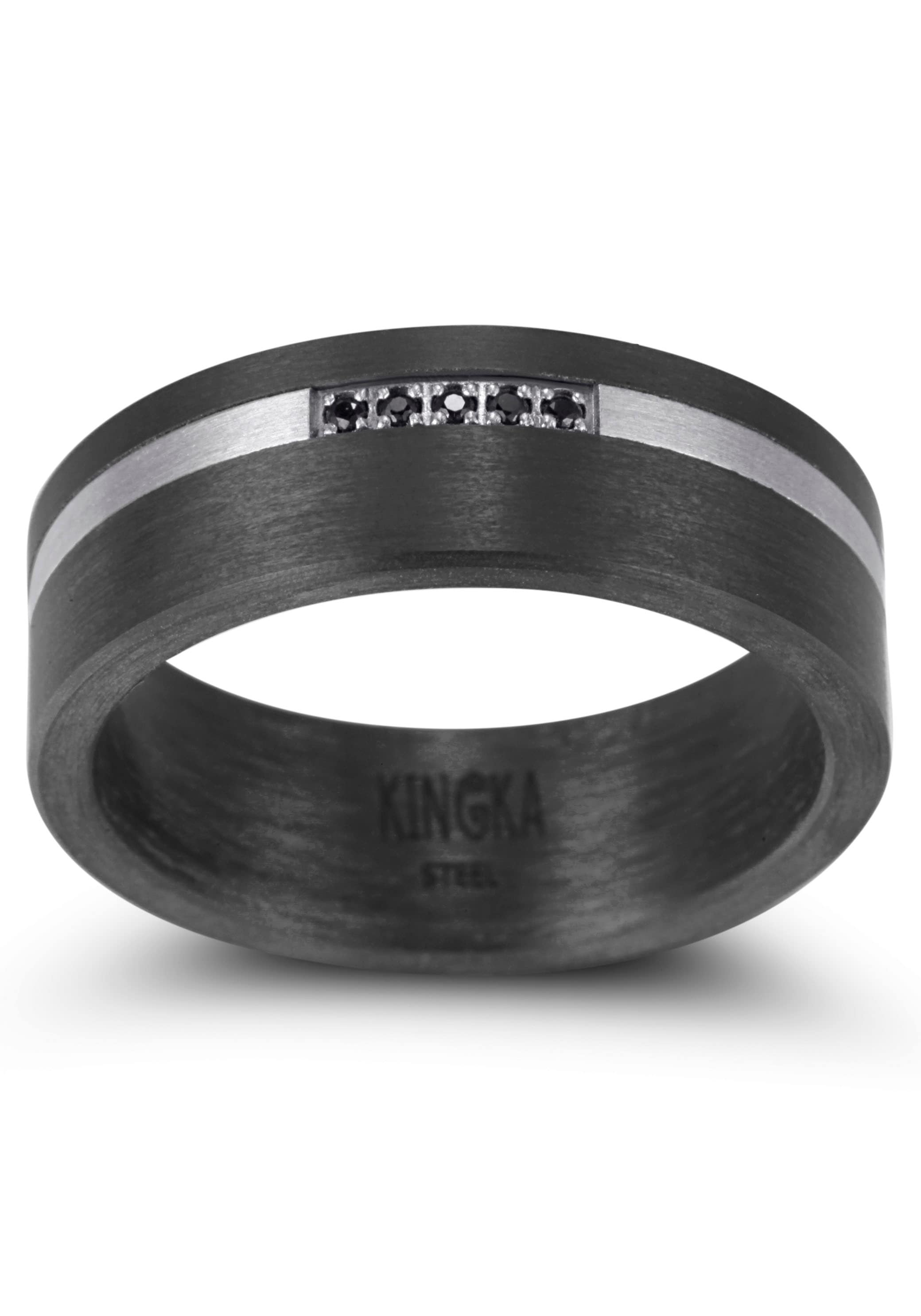 Image of Kingka Partnerring "Carbon" mit Zirkonia (synth.)