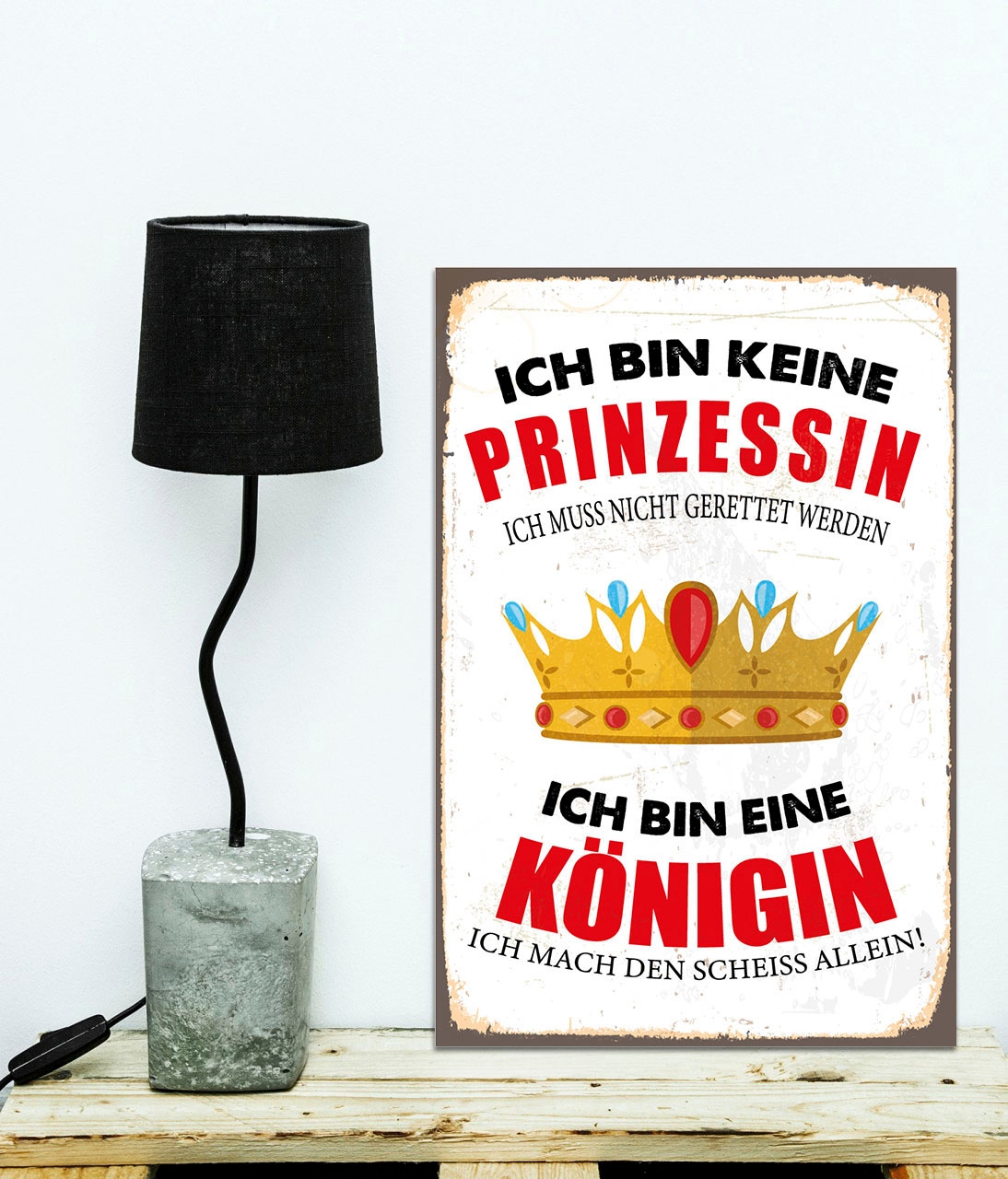 Image of queence Metallbild "Königin" Schriftzug Schriftzüge 1 Stk. tlg. Stahlschilder