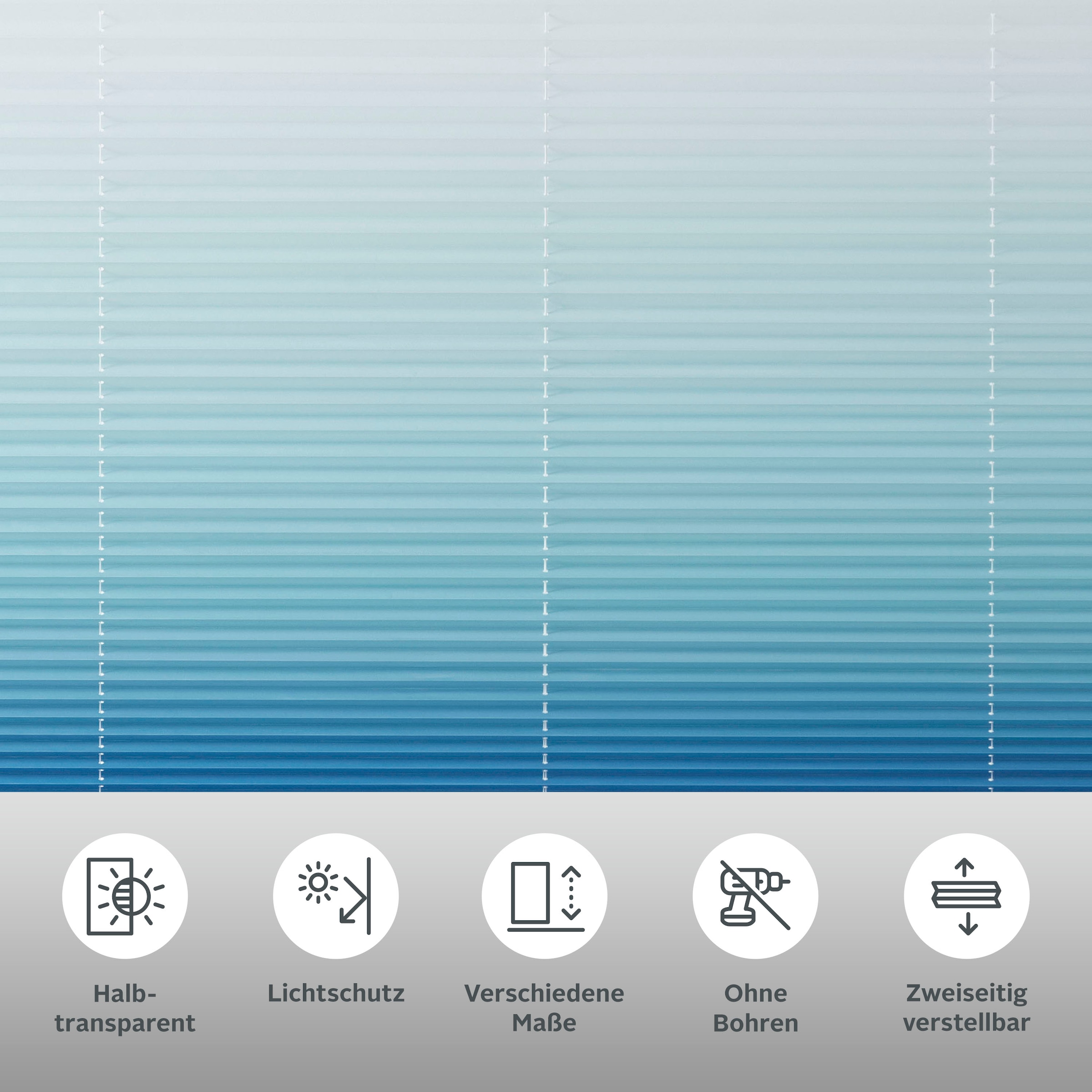 my home Plissee »Ombré«, Lichtschutz, ohne Bohren, verspannt, Fixmass, Farbverlauf, Klemmträger