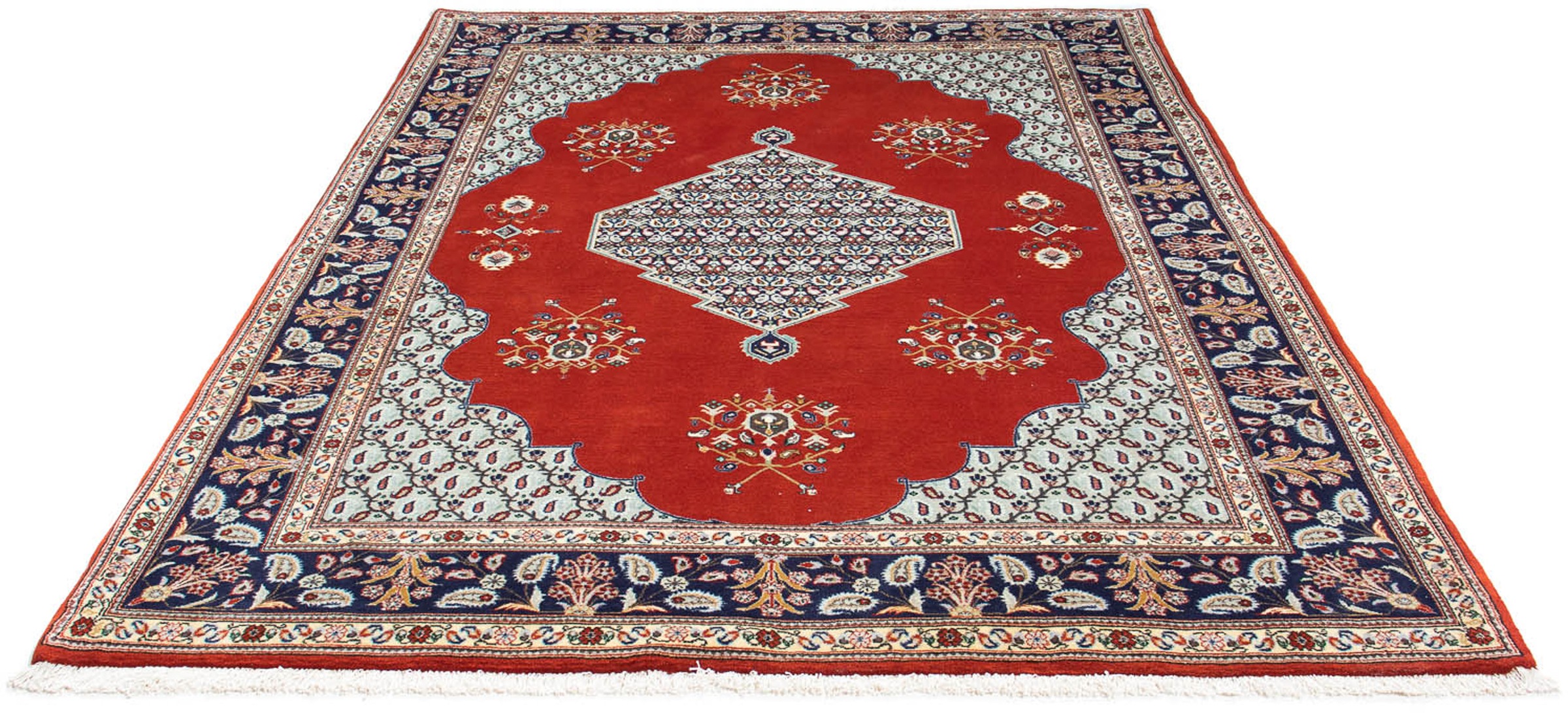Image of morgenland Orientteppich »Perser - Ghom - 243 x 179 cm - dunkelrot«, rechteckig, 10 mm Höhe, Wohnzimmer, Handgeknüpft, Einzelstück mit Zertifikat bei Ackermann Versand Schweiz