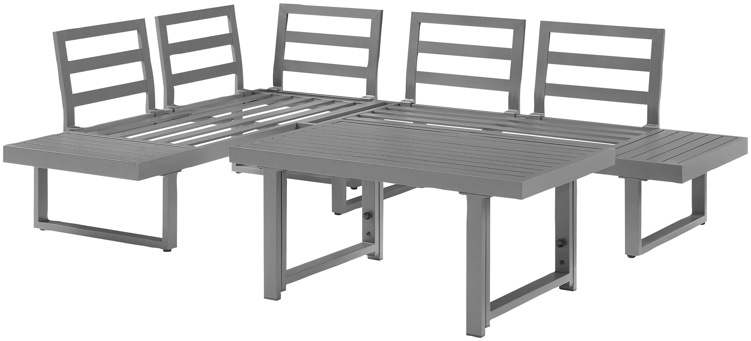 KONIFERA Gartenlounge-Set »Hamburg« Set, Tisch:100x60x60/40cm,abnehmbare Rückenlehnen ,individuell aufstellbar, 14 Stk. tlg. höhenverstellbarer Tisch, inkl. Schutzhülle, Aluminiumgestell