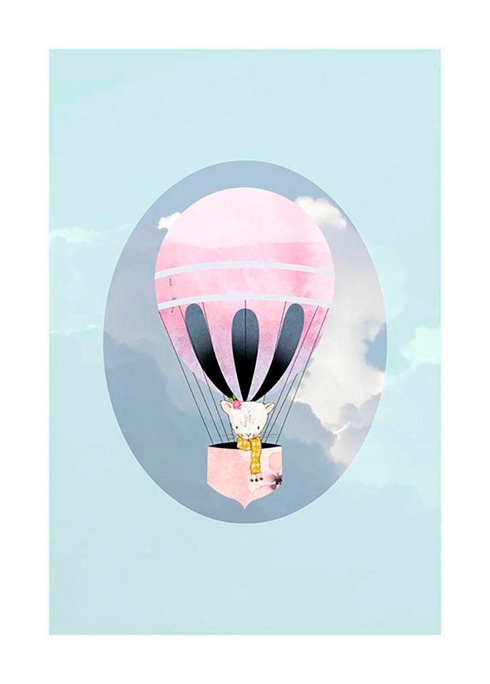 Image of Komar Bild "Happy Balloon Green" Figuren 1 Stk. tlg. Wandbild zur Dekoration - ohne Rahmen