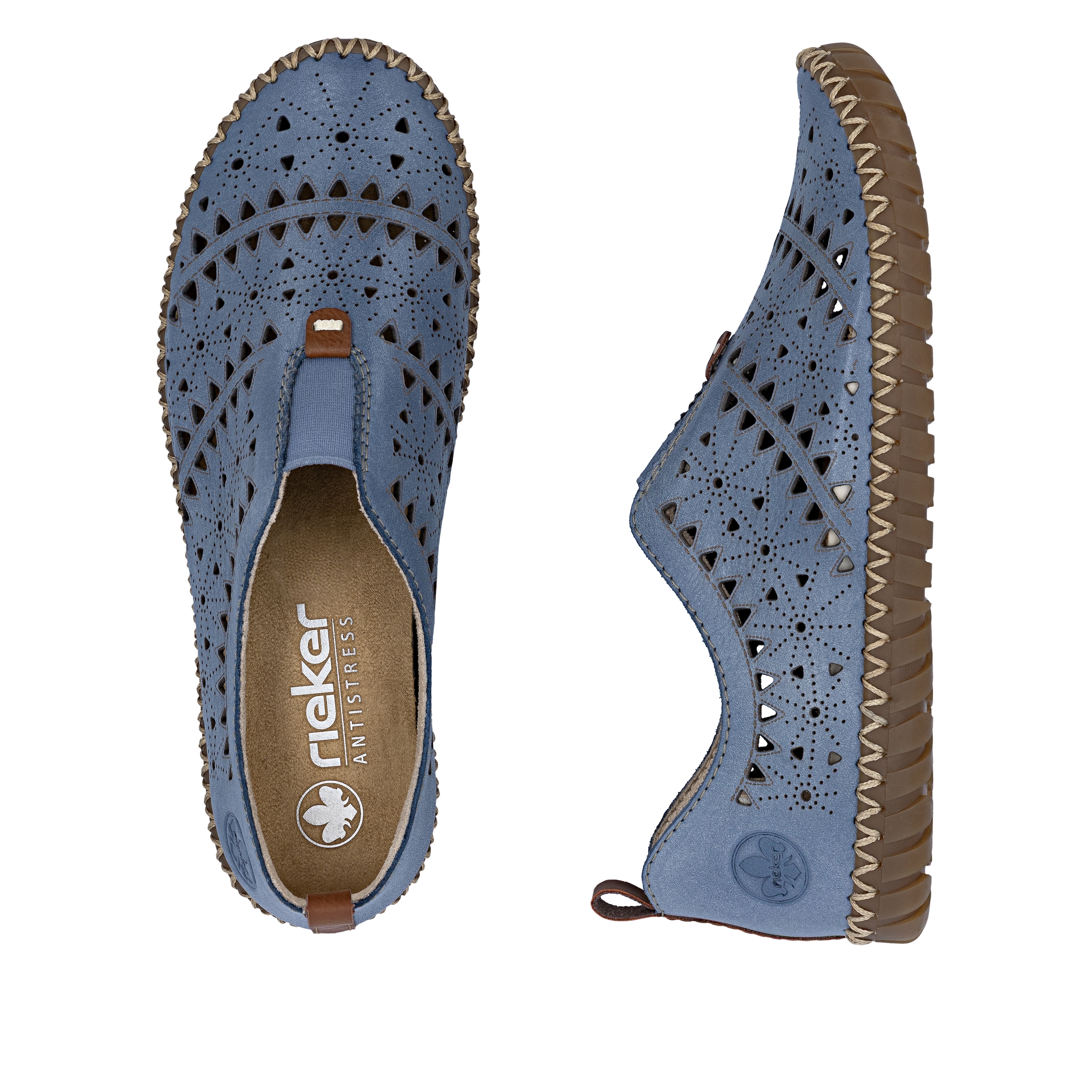 Rieker Slipper  chaussure à enfiler, chaussure basse, chaussure de vacances avec perforations