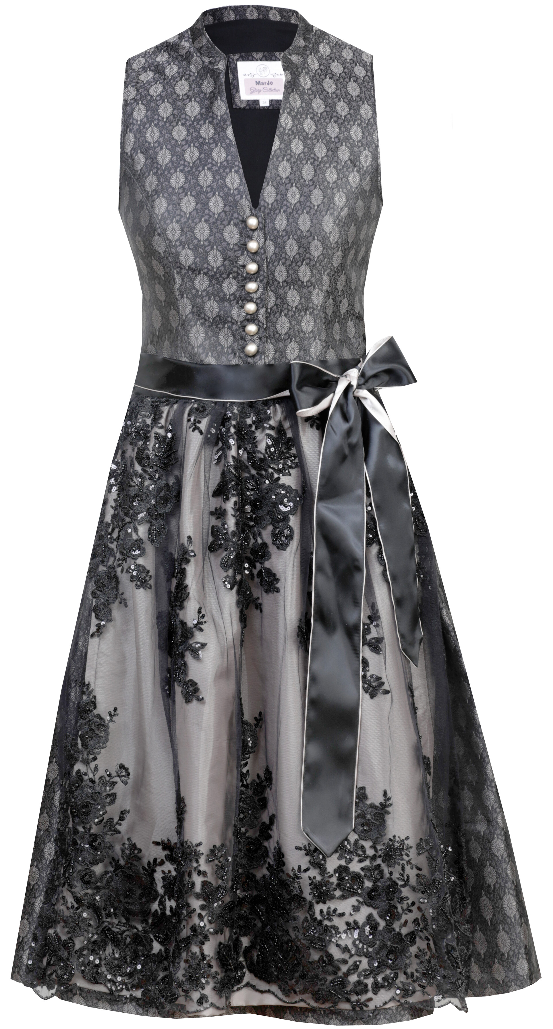 Dirndl »June«, (2 tlg.), Damen, midi mit Spitzenschürze und Pailletten