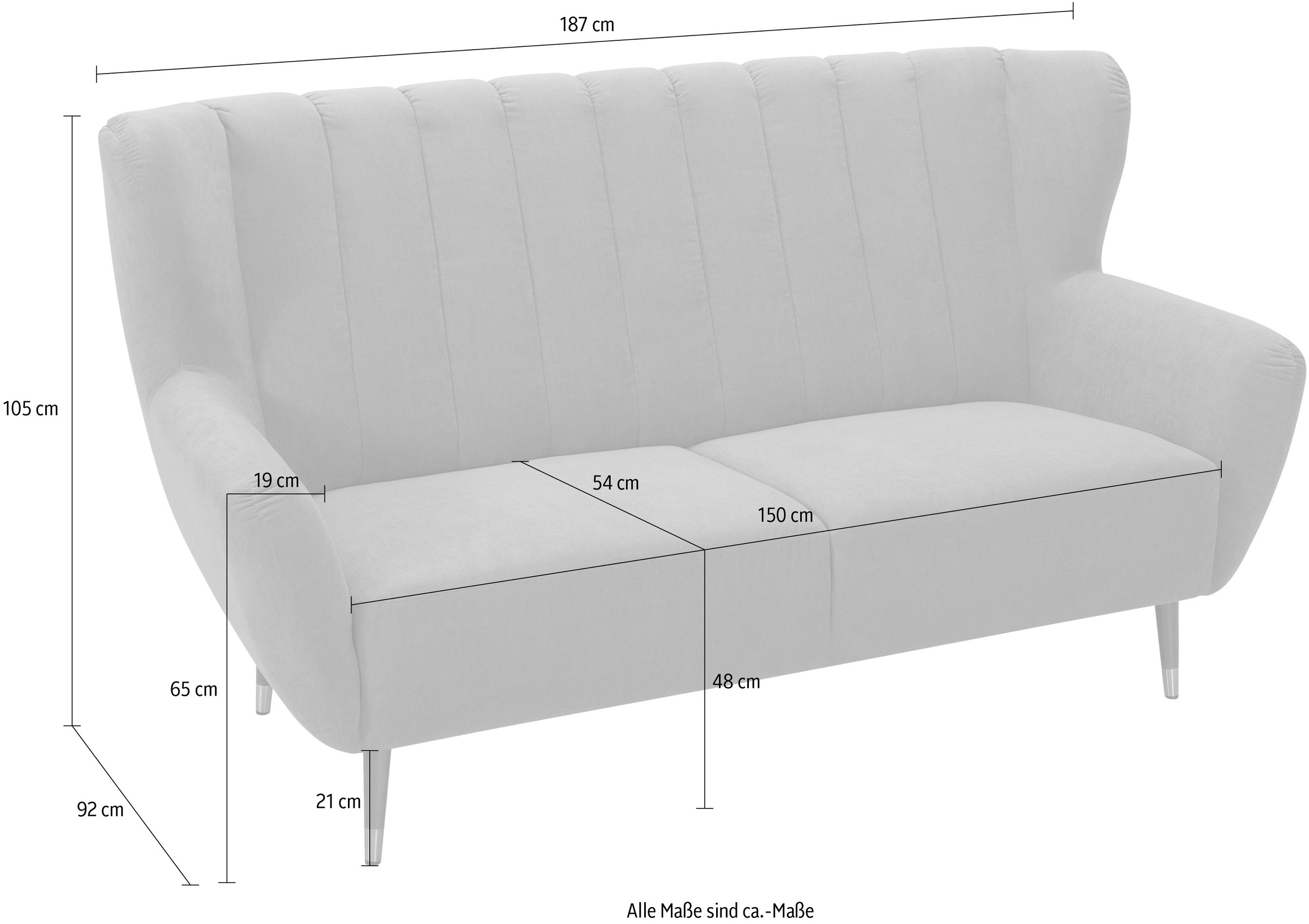exxpo - sofa fashion 3-Sitzer »Polly, bequem mit hoher Rückenlehne, hohe Füsse, Ohrensesselcouch«, Küchensofa, mit hochwertigen Bezügen
