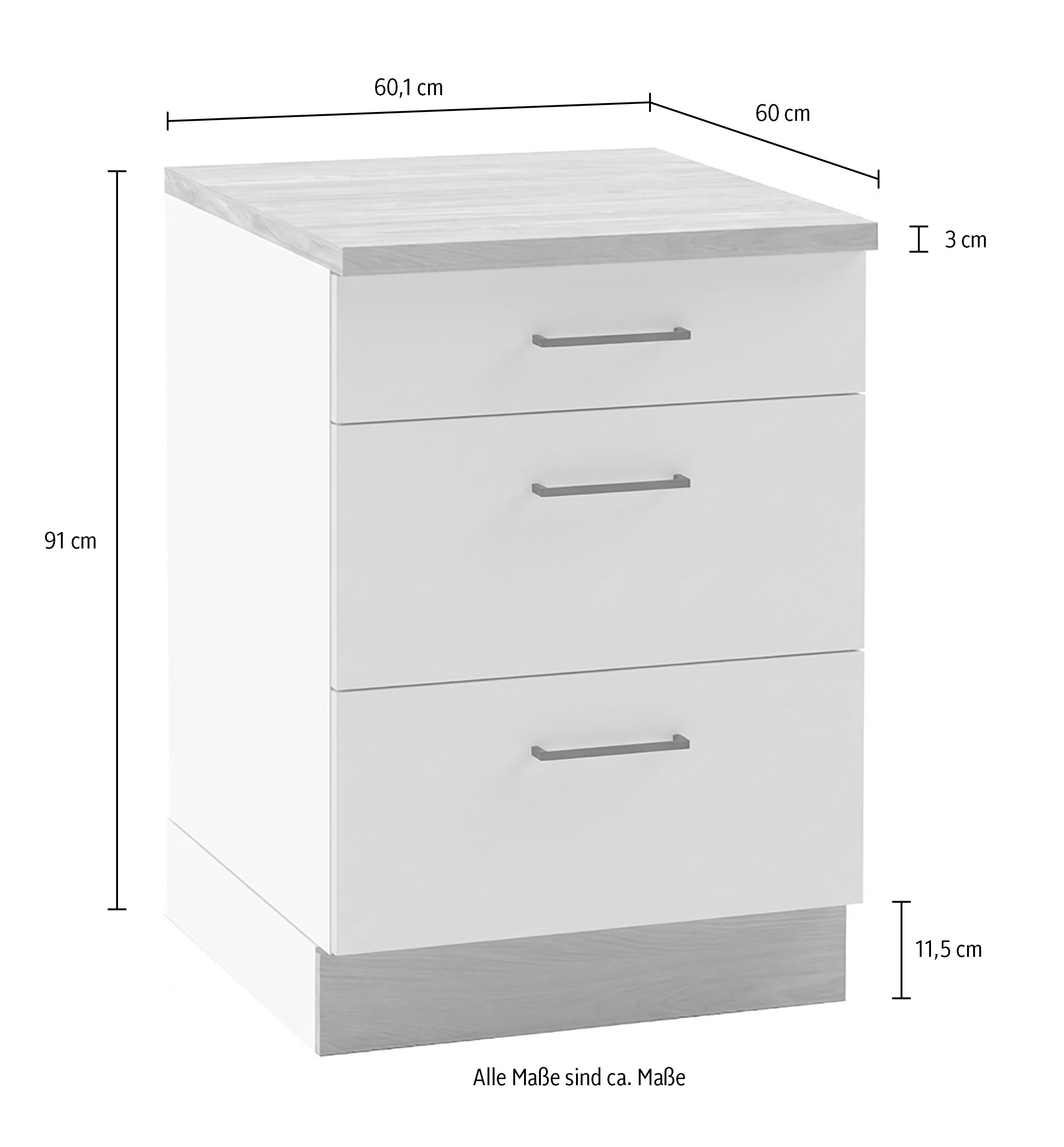 KOCHSTATION Armoire basse »KS-Kolari« 1 cuis tlg. Masse (B/T/H): 60,1 x 60 x 88 cm