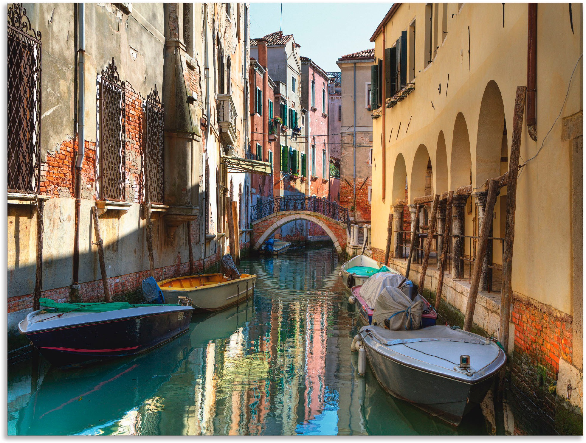 Image of Artland Alu-Dibond-Druck "Boote auf Kanal in Venedig" Italien 1 Stk. tlg. für Innen- und Aussenbereich geeignet, Outdoorbild
