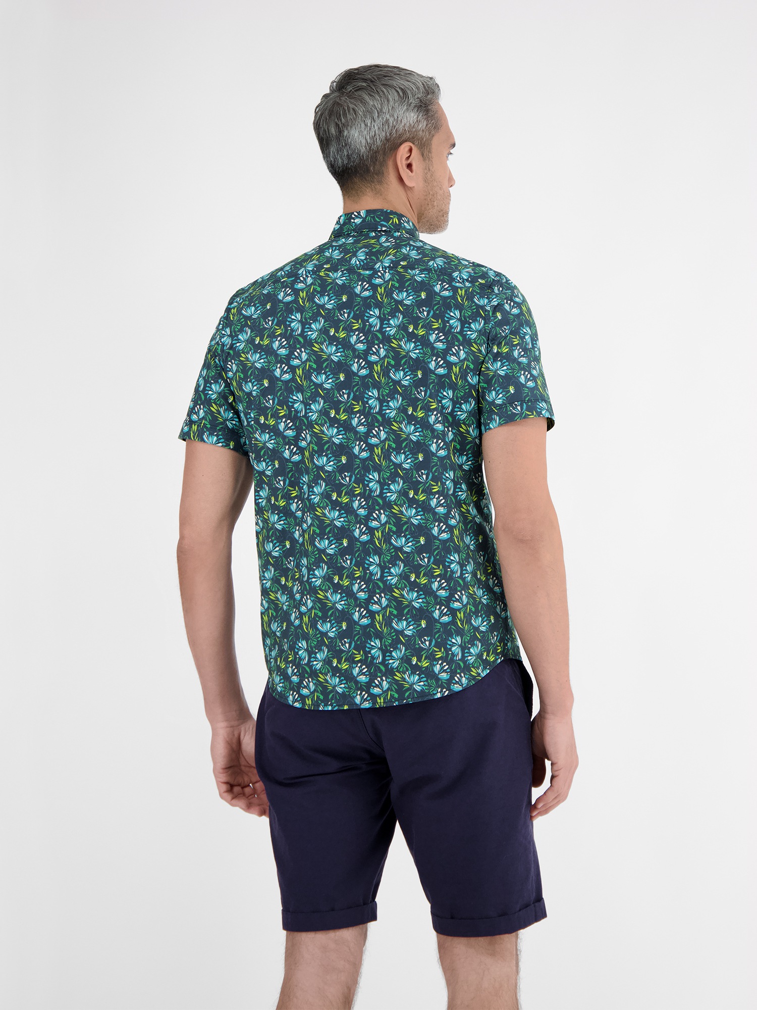 LERROS Chemise à manches courtes »LERROS Herren Poplin-Stretchhemd, floral gemustert«
