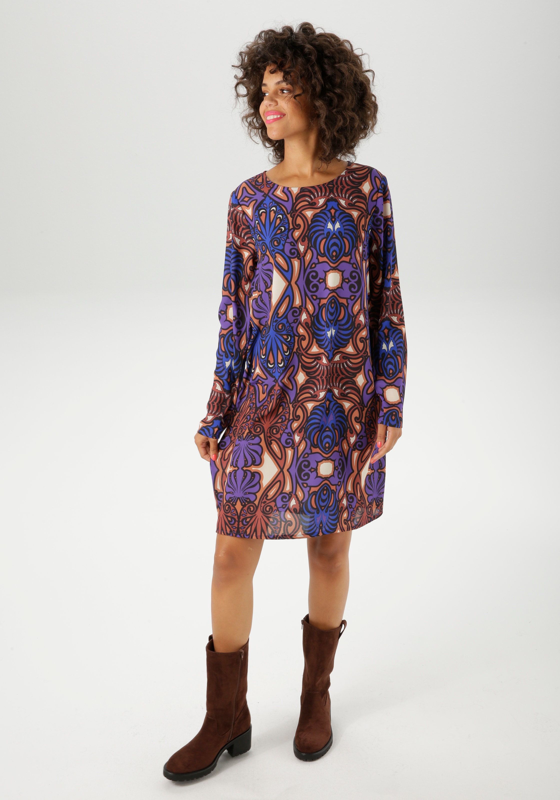 Aniston CASUAL Minikleid, mit grossflächigem Ornament-Druck - NEUE KOLLEKTION