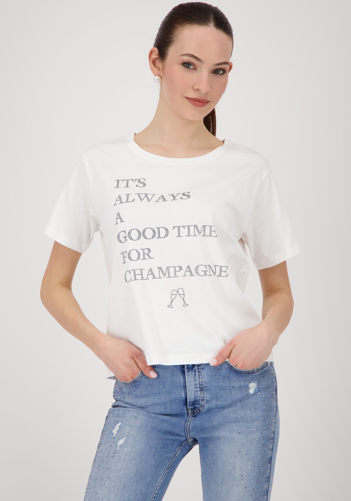 Image of Monari T-Shirt "Shirt Schmuckschrift" Regular fit mit Rundhalsausschnitt