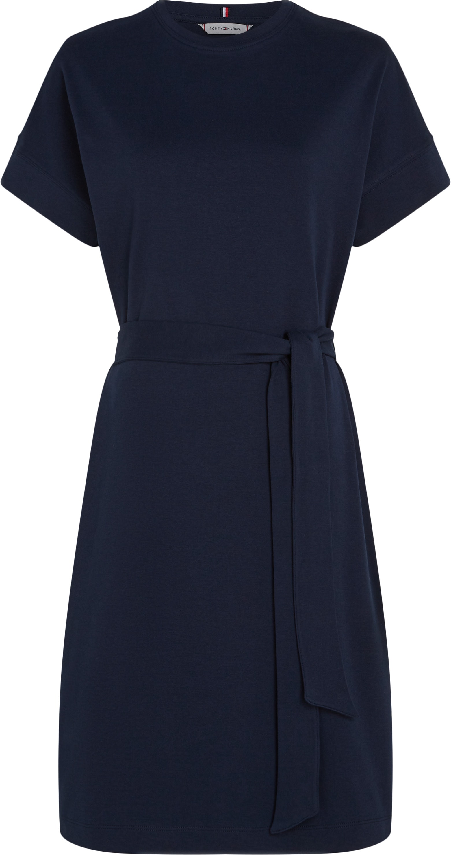 Tommy Hilfiger A-Linien-Kleid »COTTON INTERLOCK SHORT DRESS«, mit Bindeband