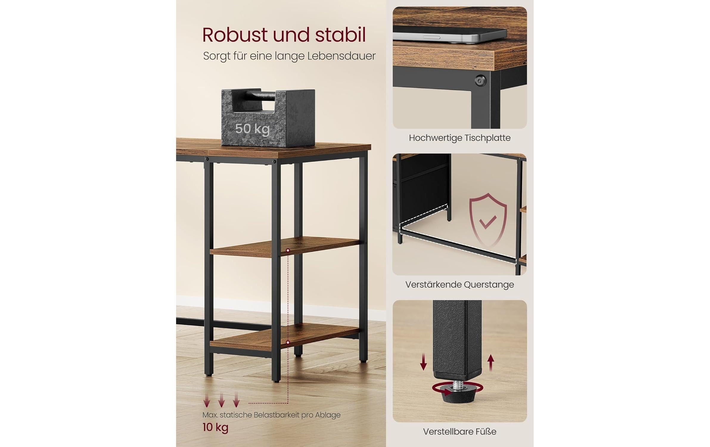 VASAGLE Schreibtisch »mit Platte 160 x 60 cm«