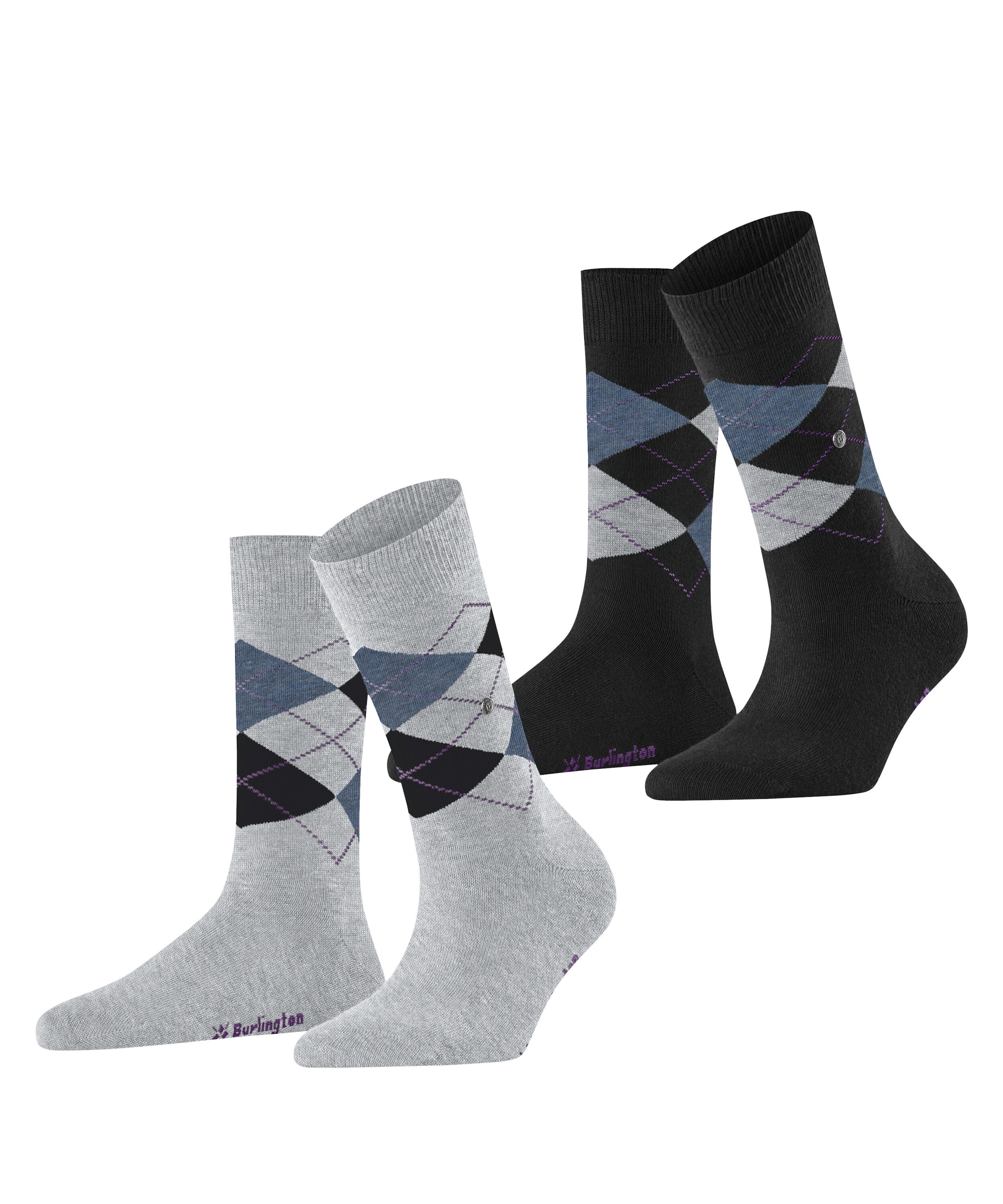 Image of Burlington Socken "Everyday Argyle" 2 Paar, Einheitsgrösse 36-41, Argyle-Muster, gekämmte Baumwolle